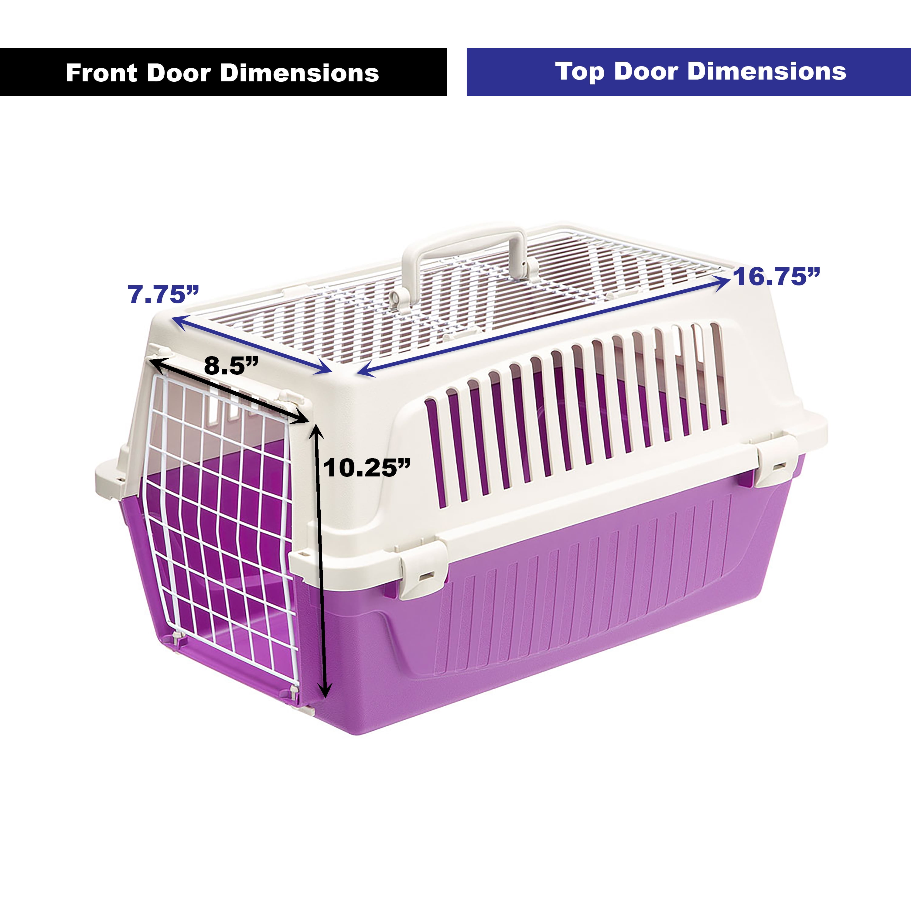 Ferplast ATLAS Two Door Top Load Plastic Kennel Carrier, For Small Cat or Dog, Purple 22 inch - Image 3