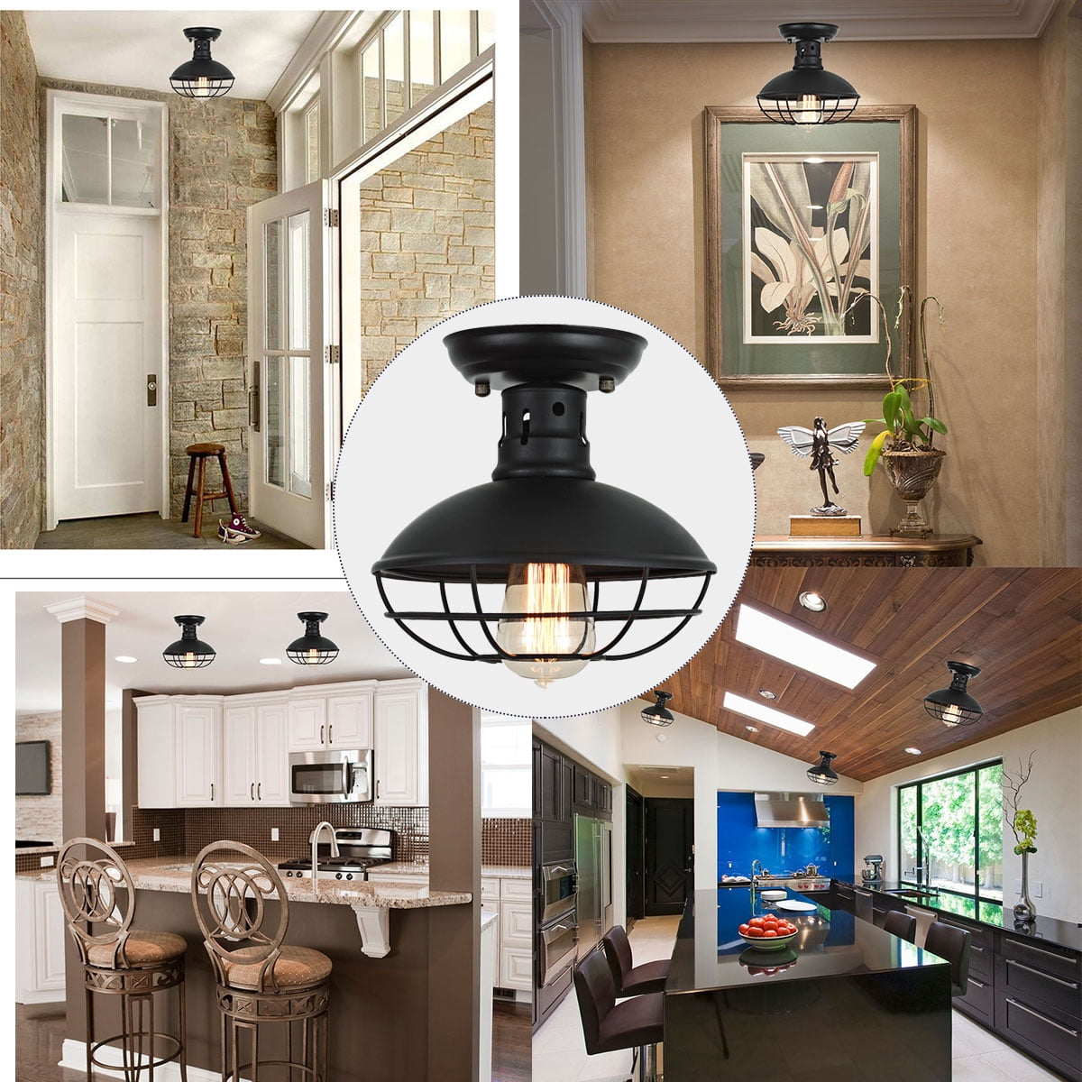 A Smile in the Mind Vintage 12” Ceiling Flush Mount Light with Glass Shade - Image 2