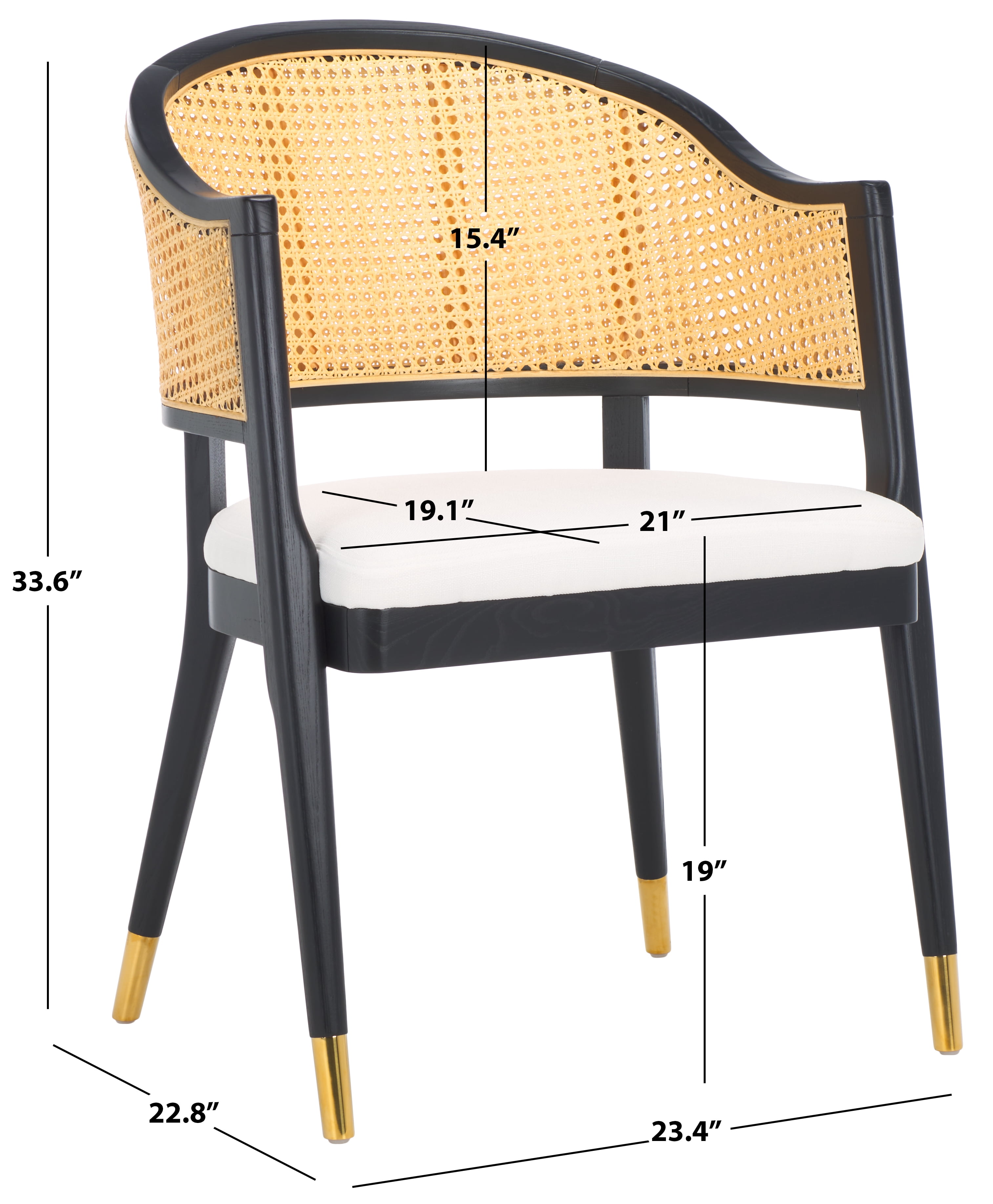 SAFAVIEH Couture Rogue Mid-Century Linen Solid Dining Chair, Black/Natural - Image 6