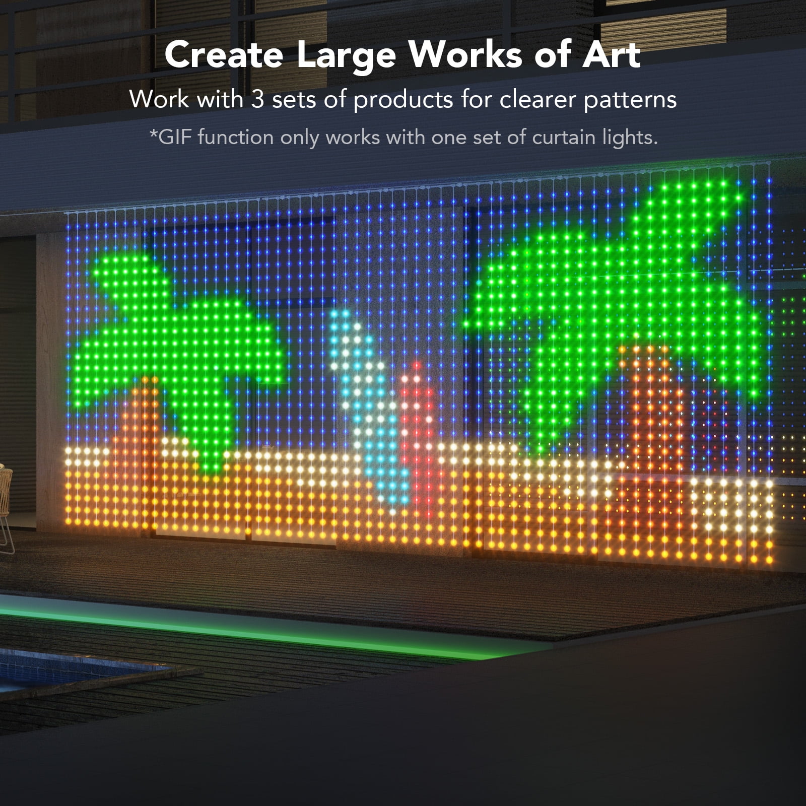 Govee Netflix Indoor 4.92x4.92ft DIY Mode RGBIC LED Curtain Lights - Image 2