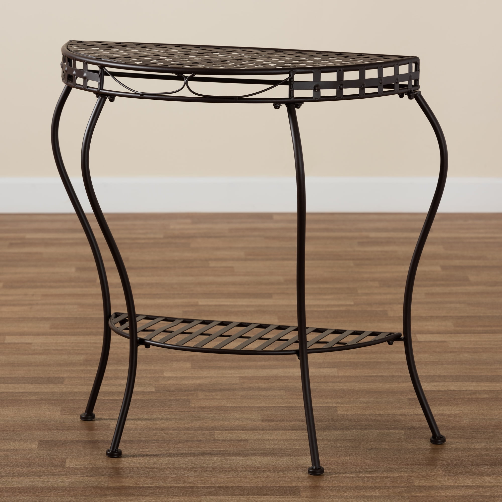 Baxton Studio Laraine Modern Metal Outdoor Console Table, Black - Image 8