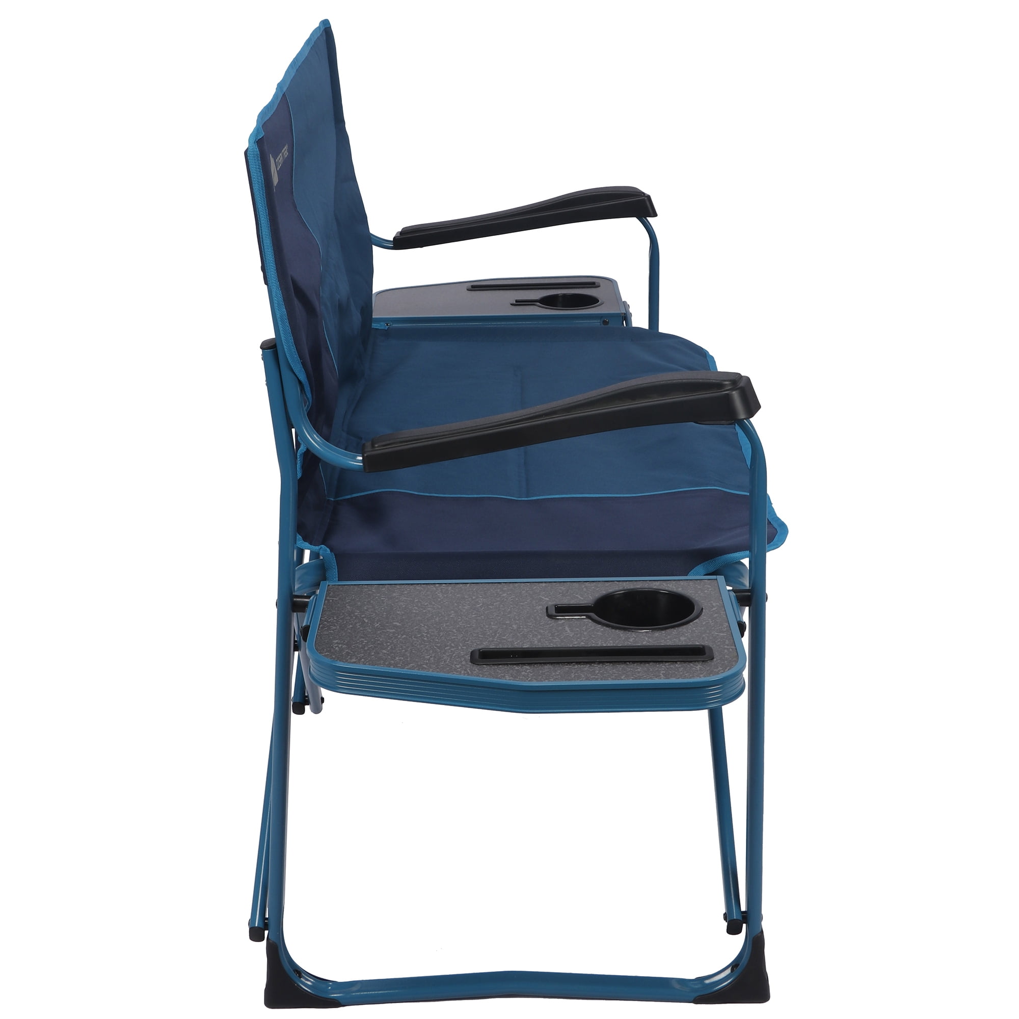 Ozark Trail Director's Camping Loveseat with Side Tables, Blue - Image 3