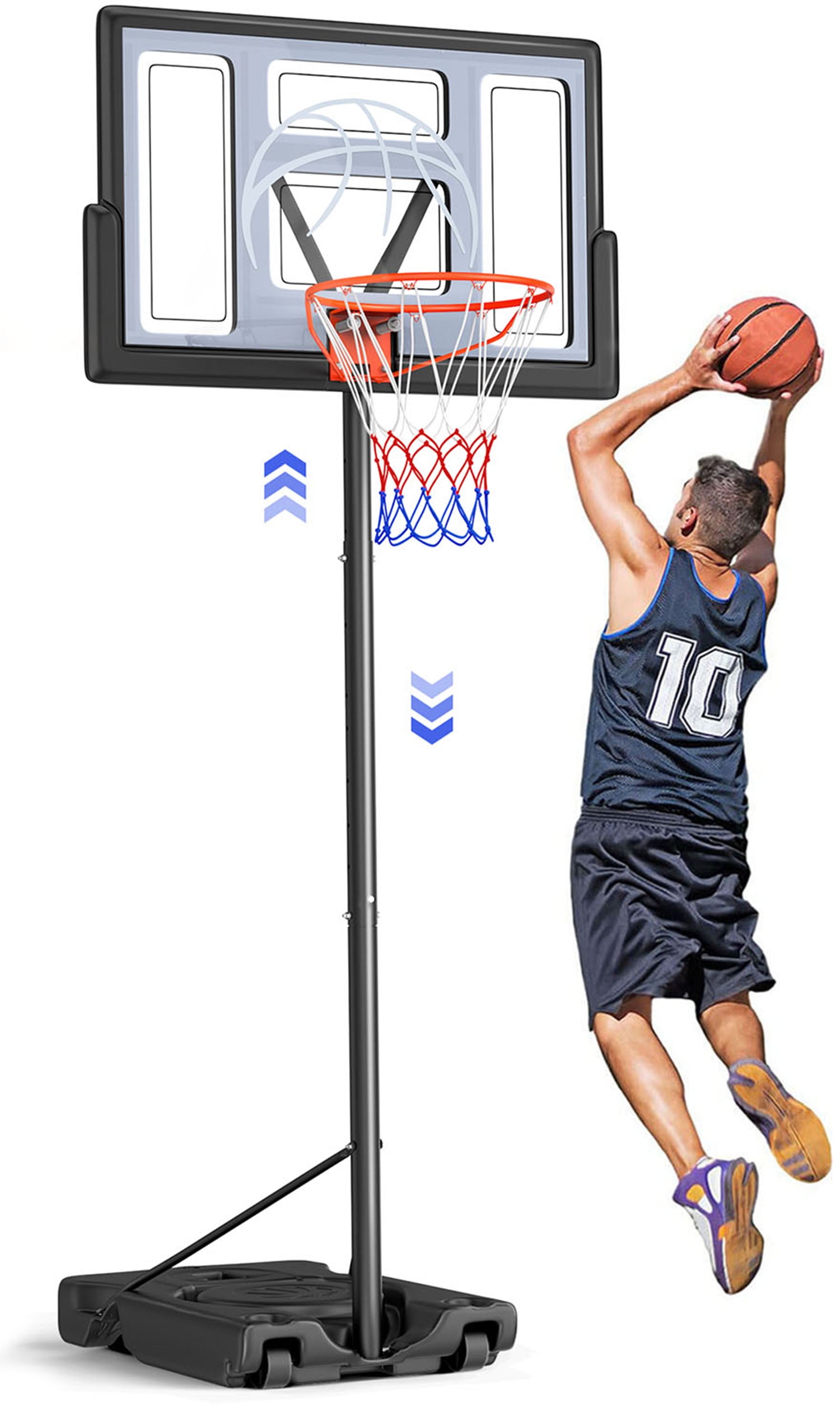 4.4-10ft Portable Basketball Hoop 44" Height Adjustable Basketball Goal System with PC Backboard Material Outdoor,Gray - Image 7