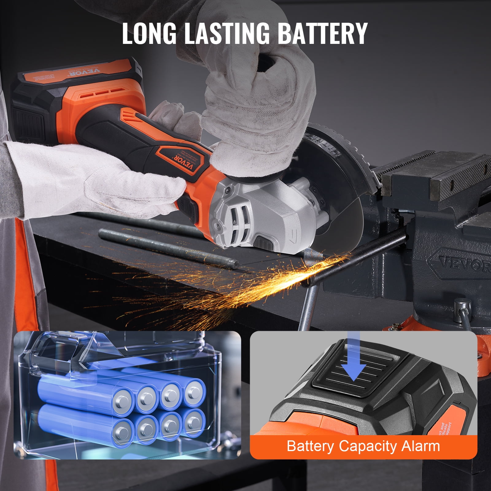 BENTISM Cordless Angle Grinder Kit For 4-1/2'' 9000 rpm, Cordless Electric Grinder Power with 20V Fast Charger for Cutting, Polishing, Grinding, Rust Removal - Image 5