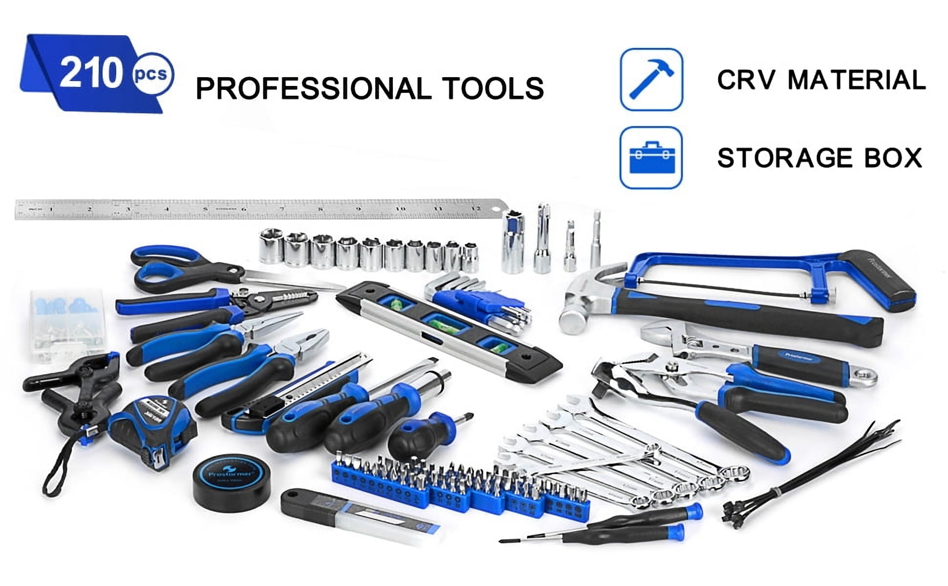 249-Piece Household Tool Kit, PROSTORMER General Home/Auto Repair Tool Set with Hammer, Pliers, Screwdriver Set, Wrench Socket Kit and Toolbox Storage Case - Perfect for Homeowner, Diyer, Handyman - Image 2