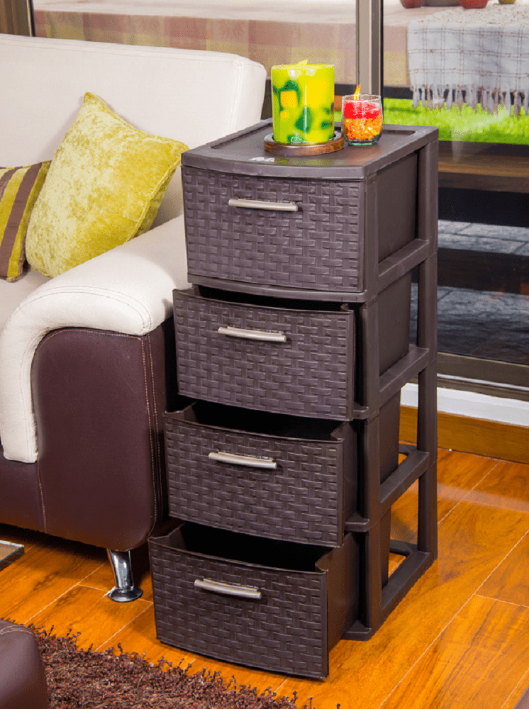 MQ Infinity Plastic Multi-Purpose 4-Drawer Storage Tower, Espresso - Image 2