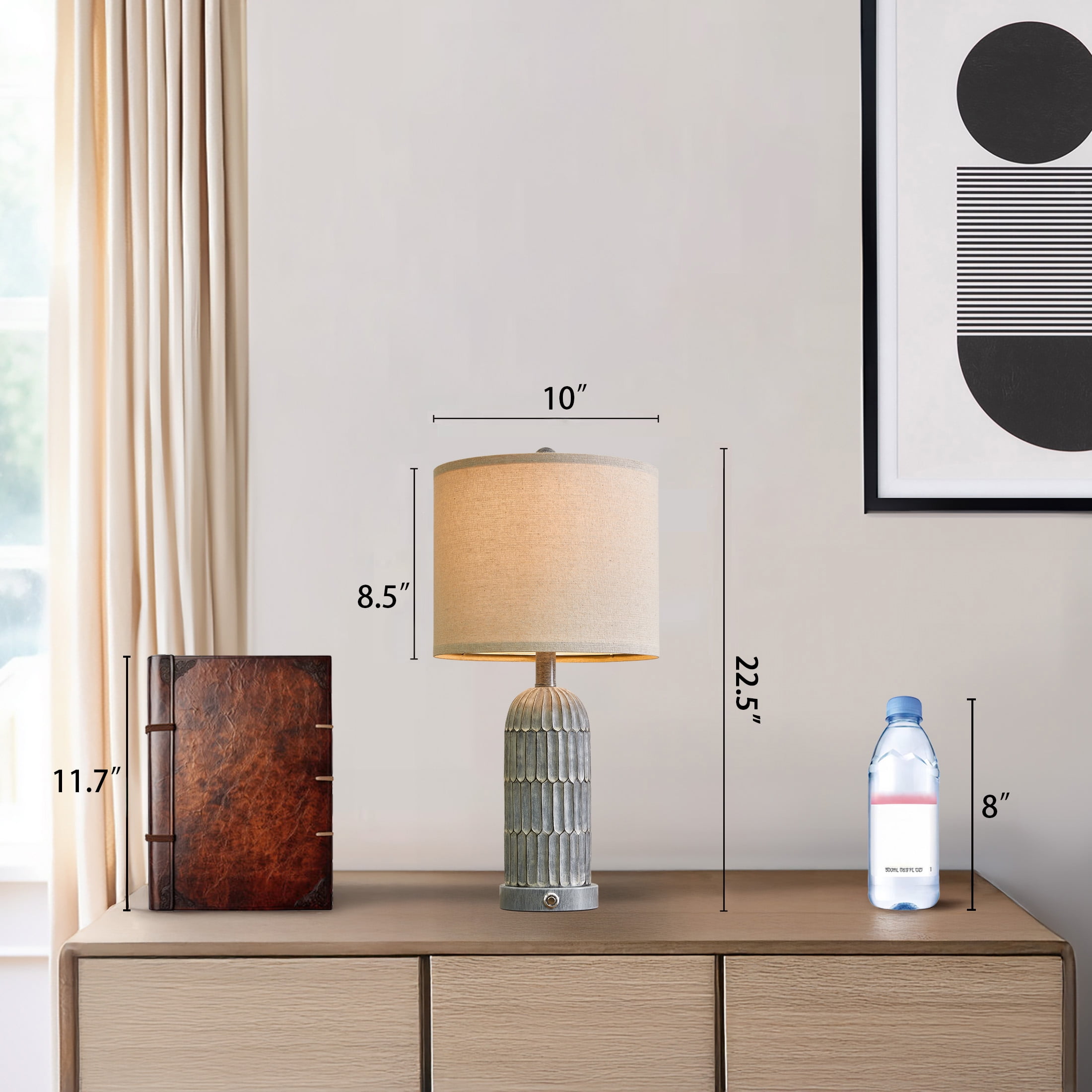 Oneach 3 Way Dimmable Farmhouse Table Lamp Set of 2 with USB Ports for Living Room Bedroom 22.5" Rustic Bedside Nightstands Lamp(Bulbs) - Image 2