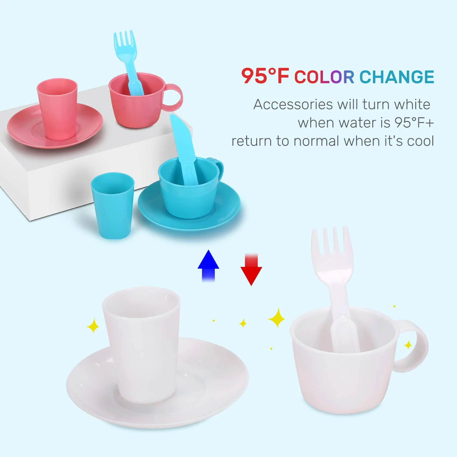 CUTE STONE Color Changing Kitchen Sink Toys for Toddler, Children Playing Toy Dishwasher with Running Water Heat Sensitive Thermochromic Play House Pretend Role Play Toys for Boys and Girls - Image 5