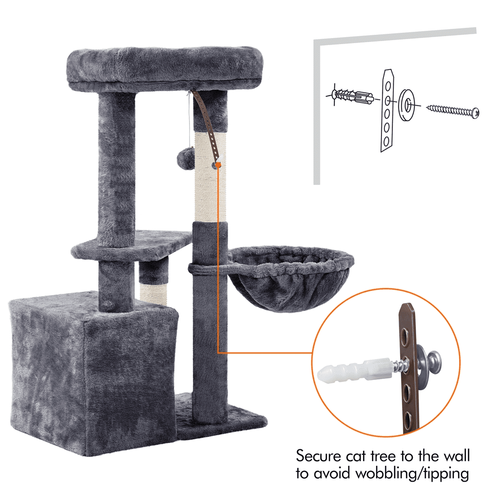 Alden Design 34.5" H Cat Tree Tower with Condo and Perches, Dark Gray - Image 11