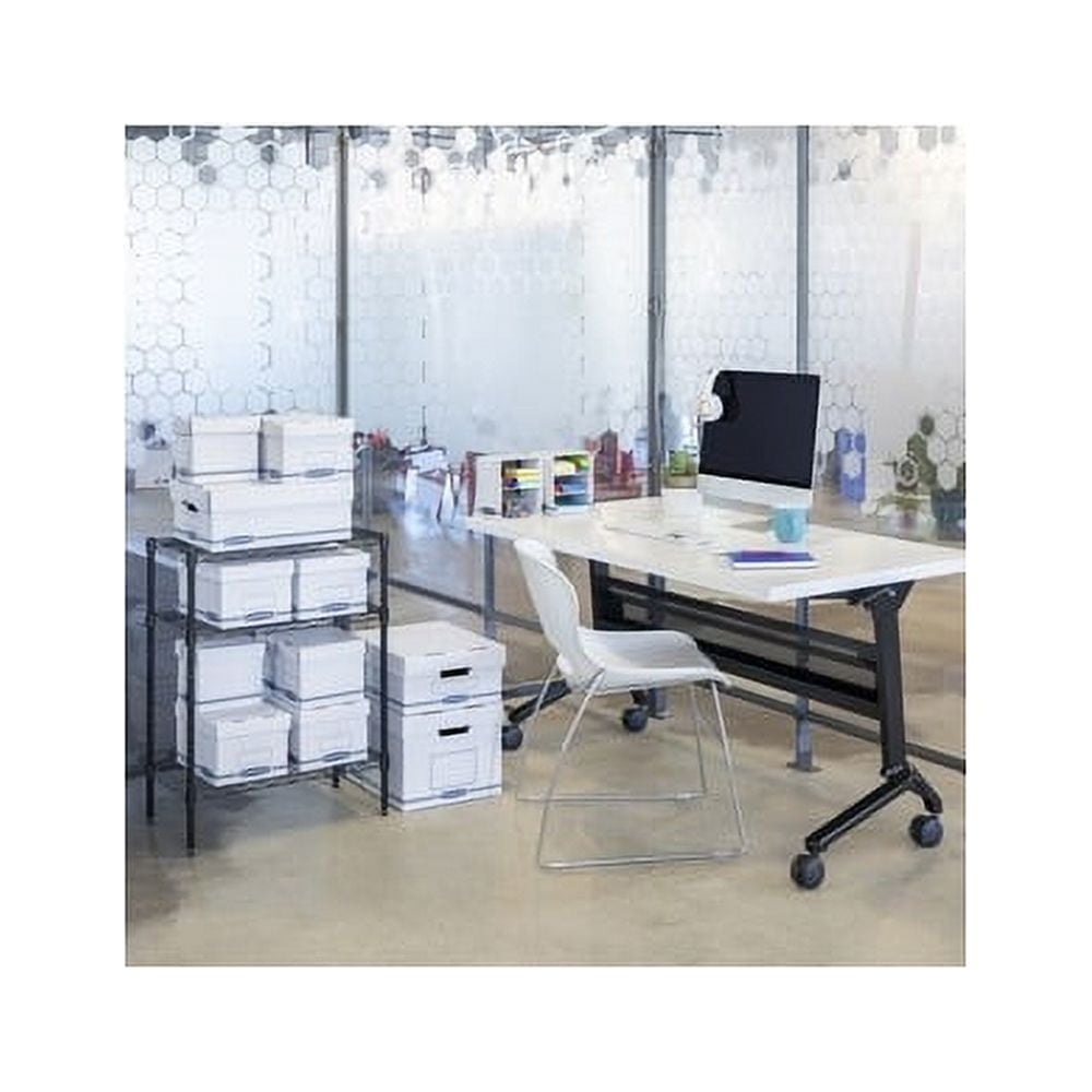 Bankers Box Organizers Storage Boxes External Dimensions: 12.8" Width x 16.5" Depth x 10.5" Height - Medium Duty - Single/Double Wall - Stackable - White, Blue - For Storage - Recycled - 12 / Carton - Image 3