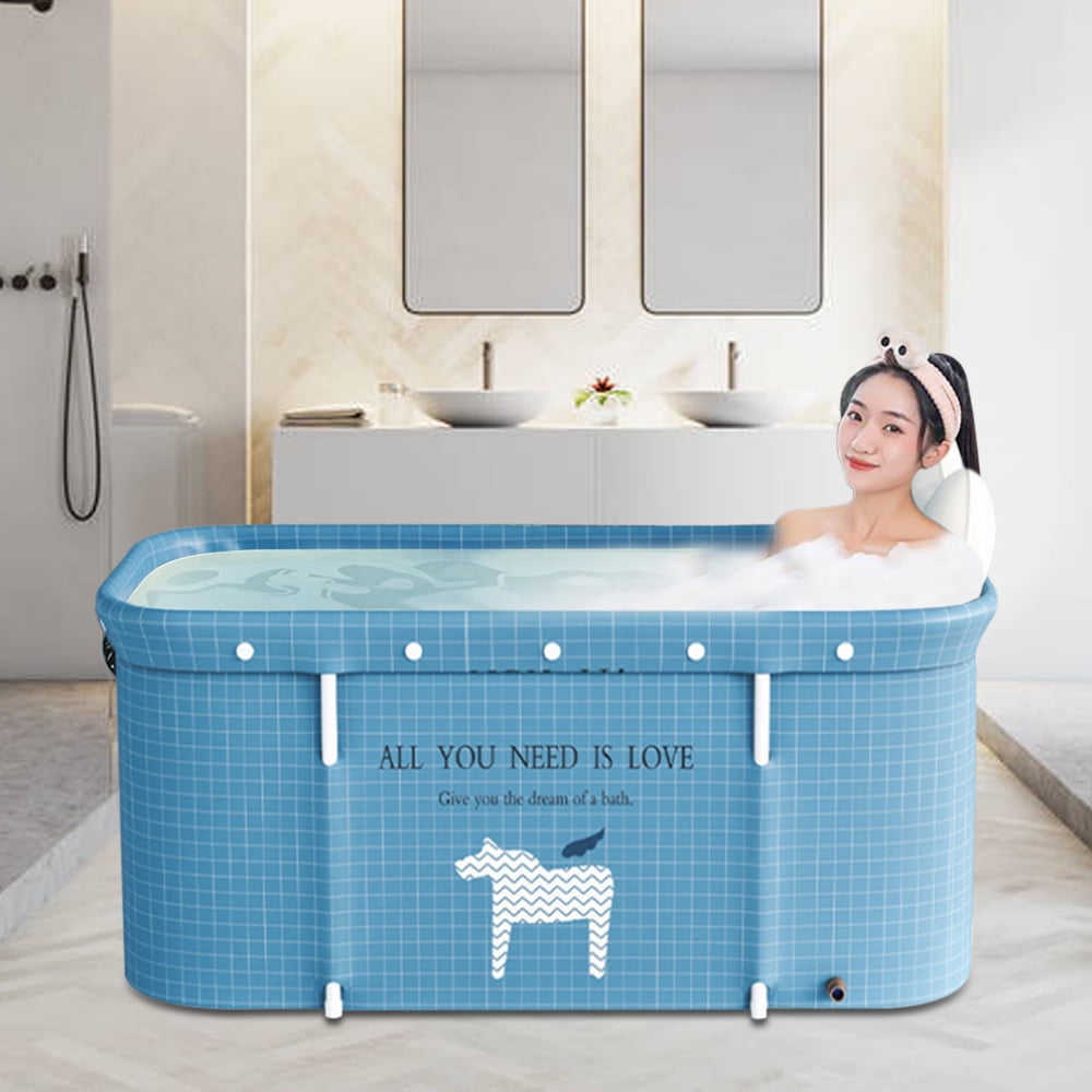 JOJOLAM 47 in Foldable Bathtub, Soaking Bath Tub for Adults or Kids, Efficiently Maintaining Temperature, Light Blue - Image 2