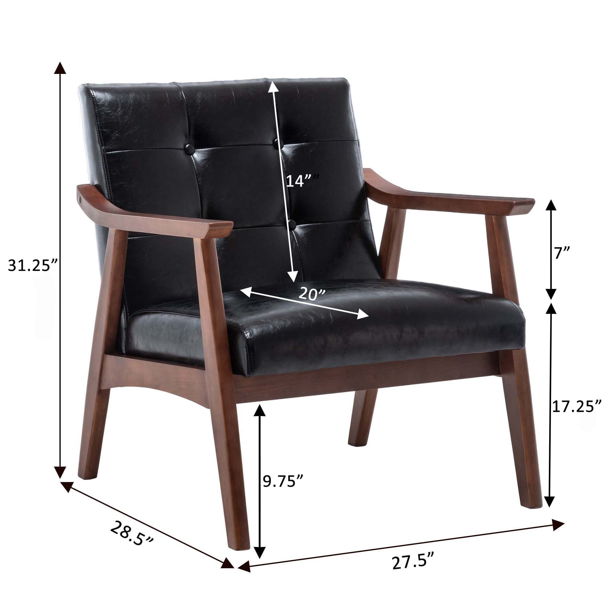 Convenience Concepts Take a Seat Natalie Accent Chair, Black Faux Leather/Espresso - Image 2