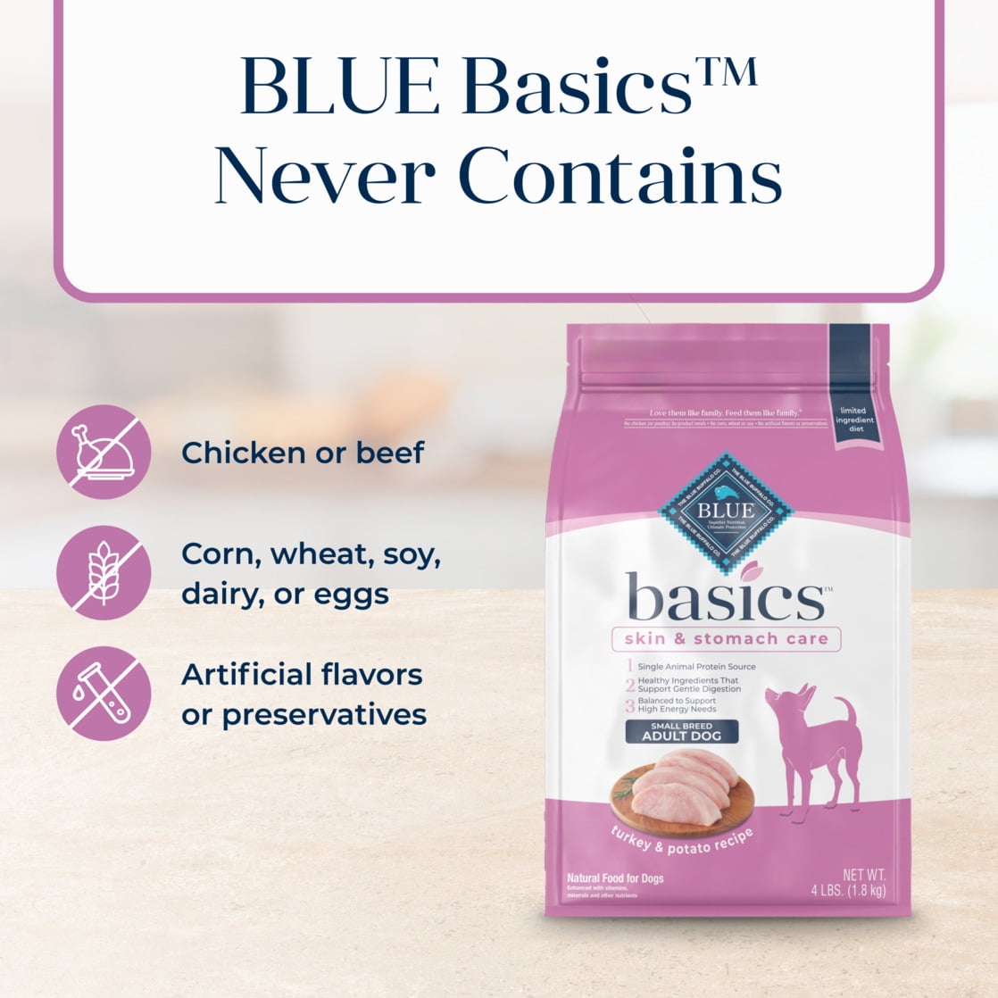 Blue Buffalo Basics Small Breed Adult Dry Dog Food, Skin & Stomach Care, Turkey, 11lb - Image 11