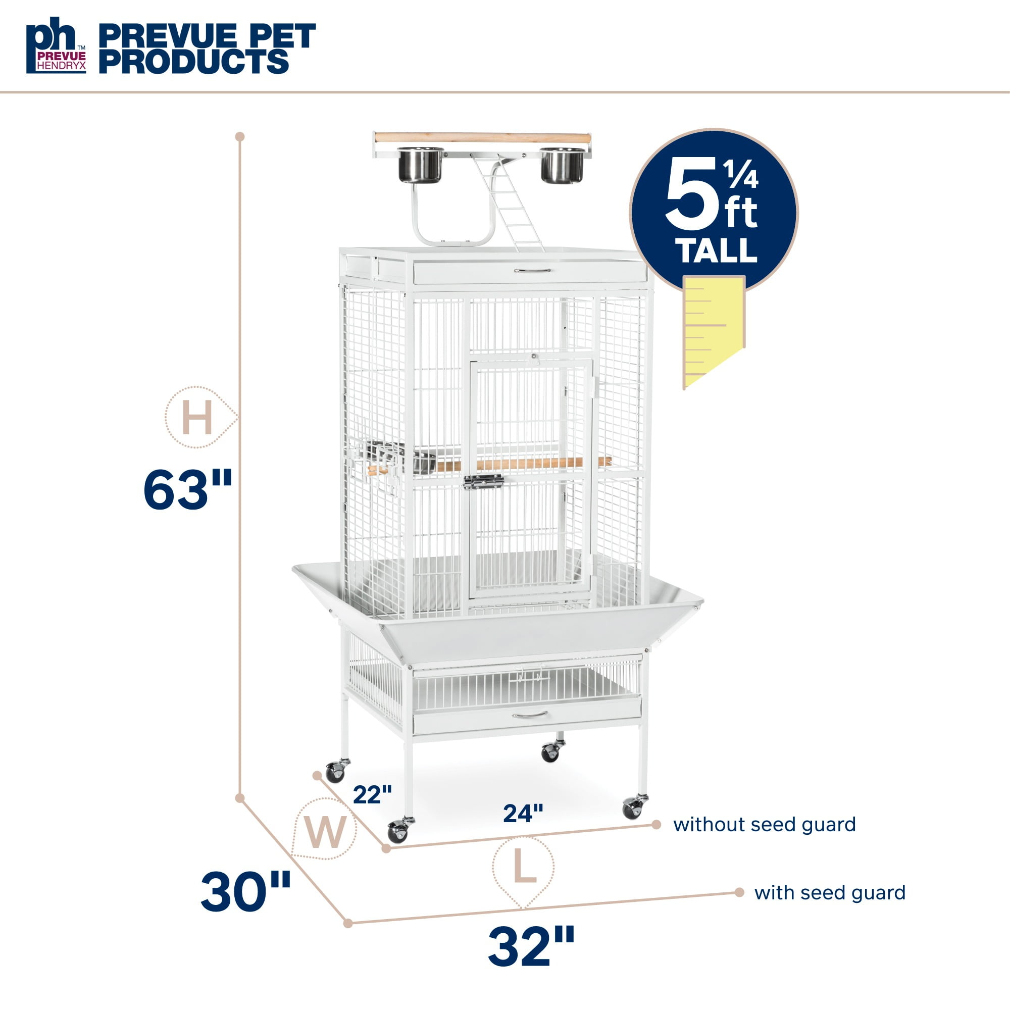 Prevue Pet Products Select Wrought Iron Parrot Bird Cage 24x20x60", Chalk White - Image 15