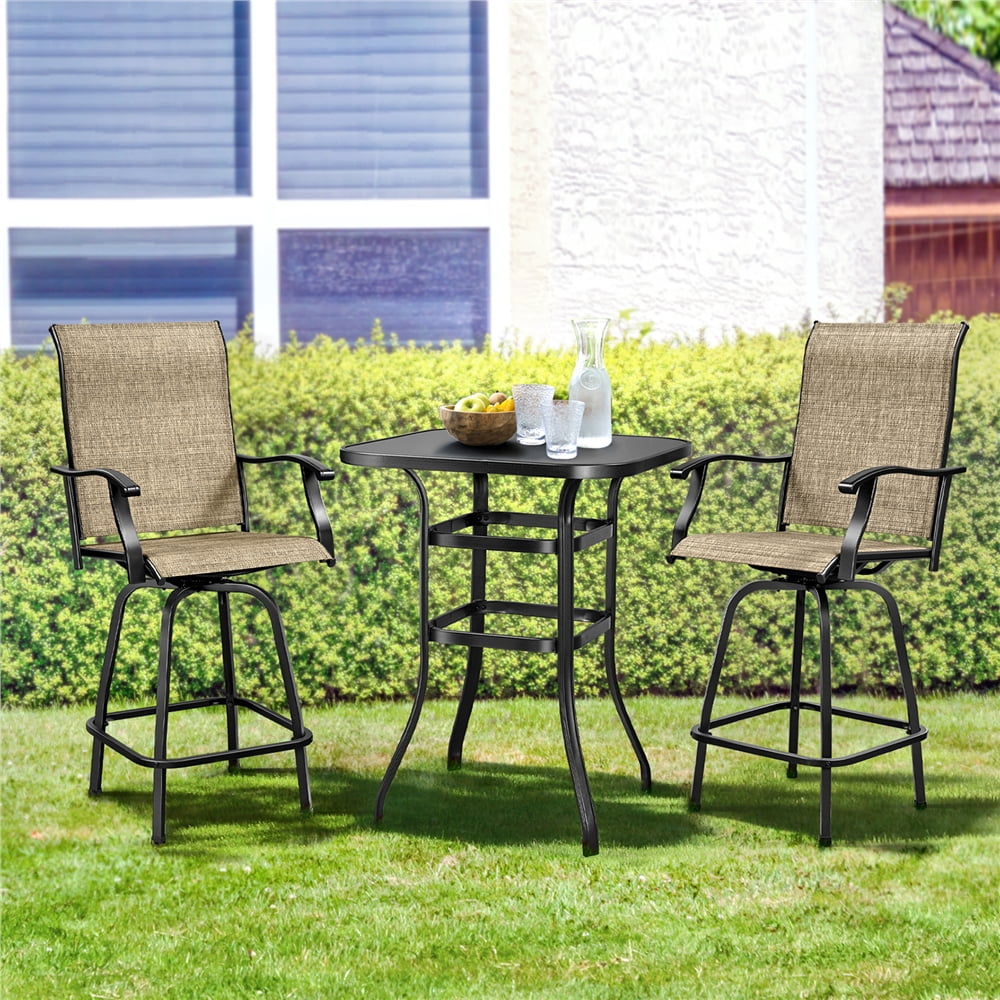 Renwick Outdoor 31.5" x 31.5" x 40.5" Square Metal Bistro Table with Tabletop, Black - Image 7