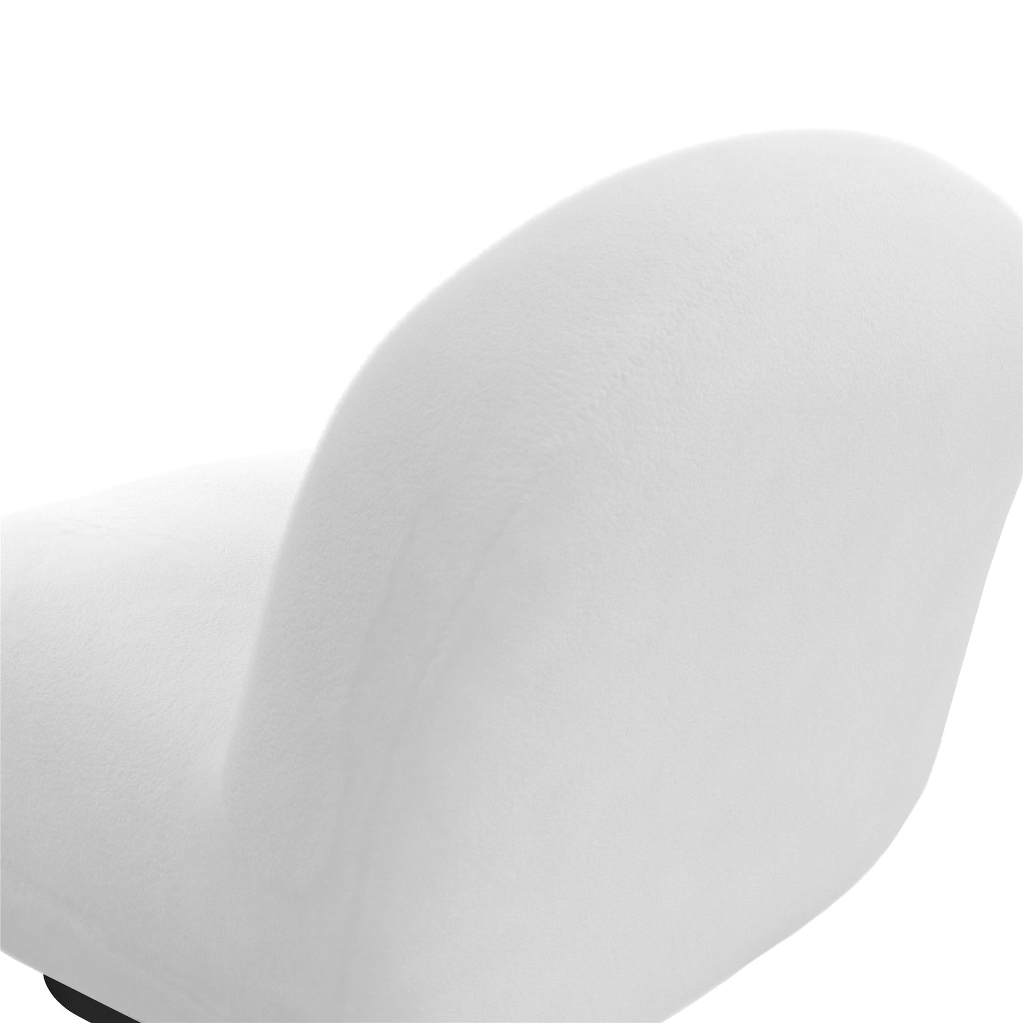 DHP Harley Swivel Accent Chair with Boucle Fabric and Black Base, White - Image 11