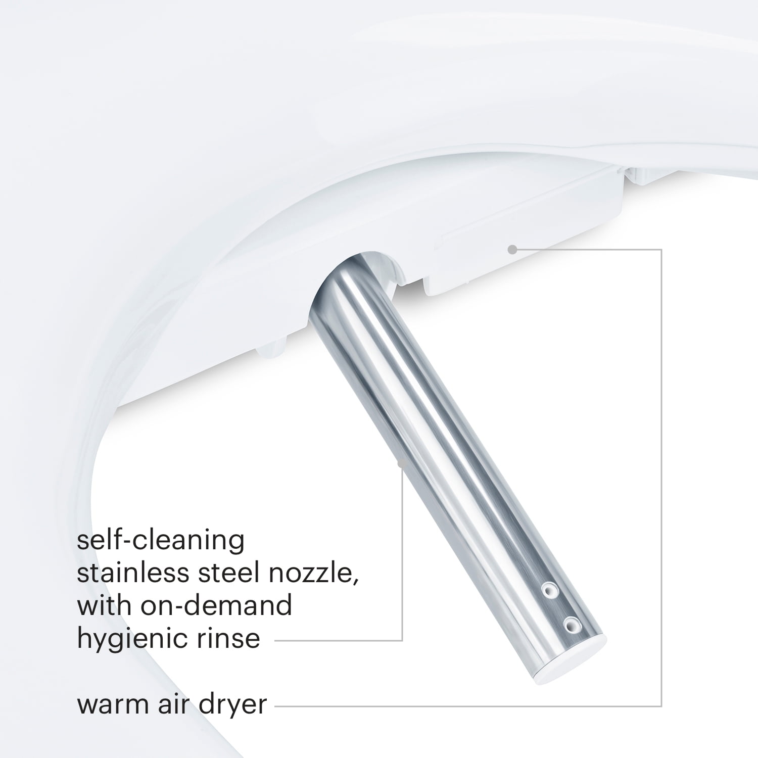 Brondell Swash SE400 Bidet Seat with Sidearm, Dryer and Stainless Steel Nozzle, Elongated White - Image 9