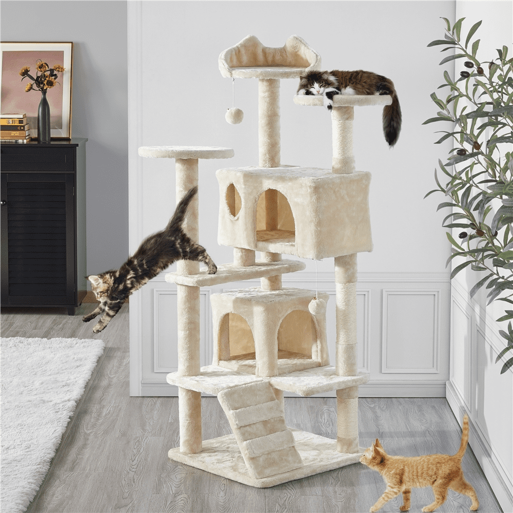 Renwick 51.2-in Cat Tree & Condo Scratching Post Tower, Beige - Image 3
