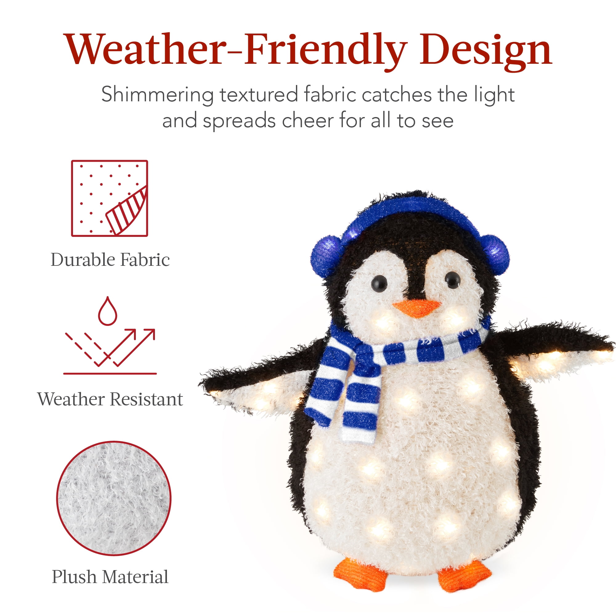 Best Choice Products 2-Piece Lighted 3ft Pop-Up Penguin Family Outdoor Christmas Decoration w/ 150 LED Lights - Blue - Image 7