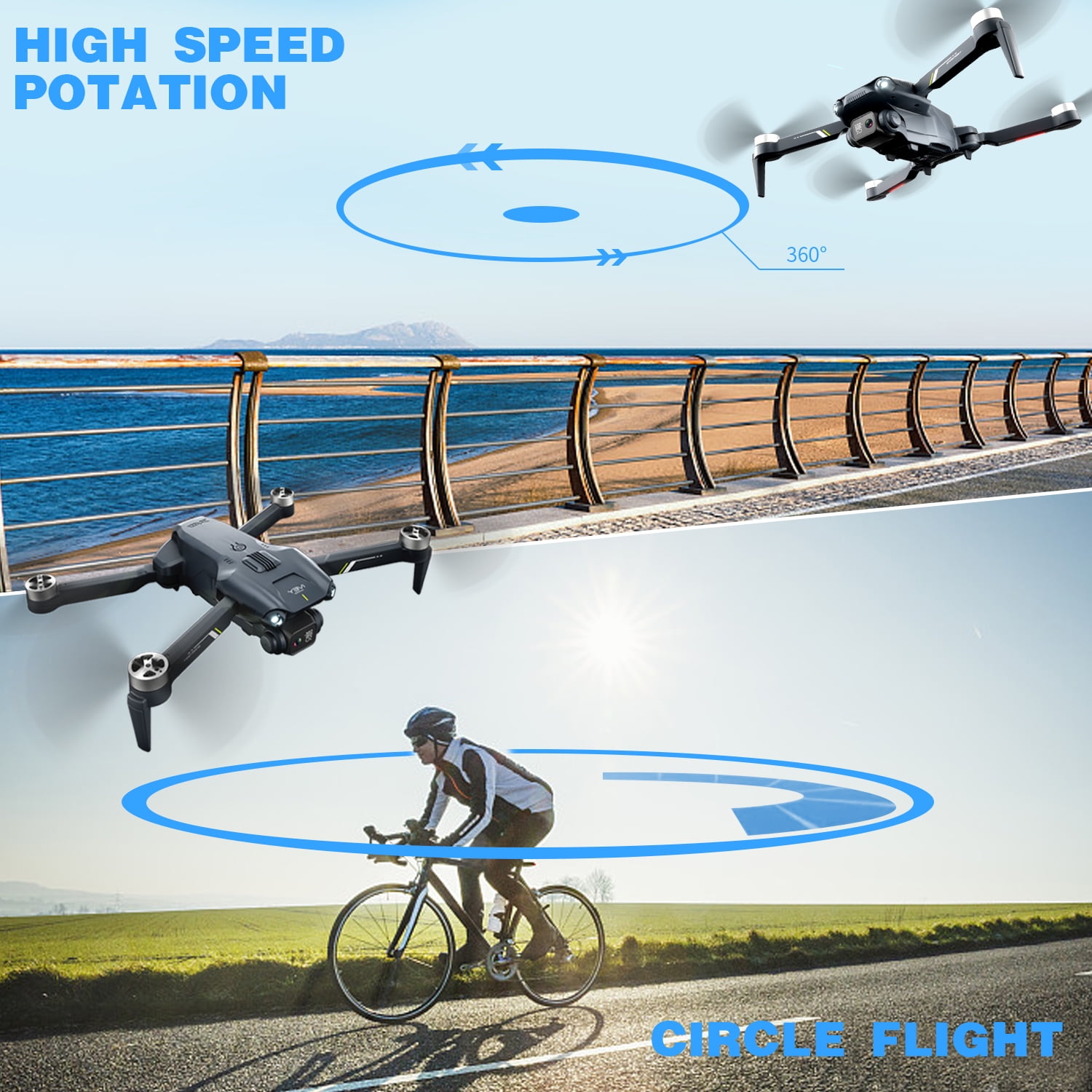 4DRC V28 Drone With 1080P Camera for Adults Foldable FPV RC Quadcopter Drone with Brushless Motor and 2 Batteries for Play outdoor black - Image 7