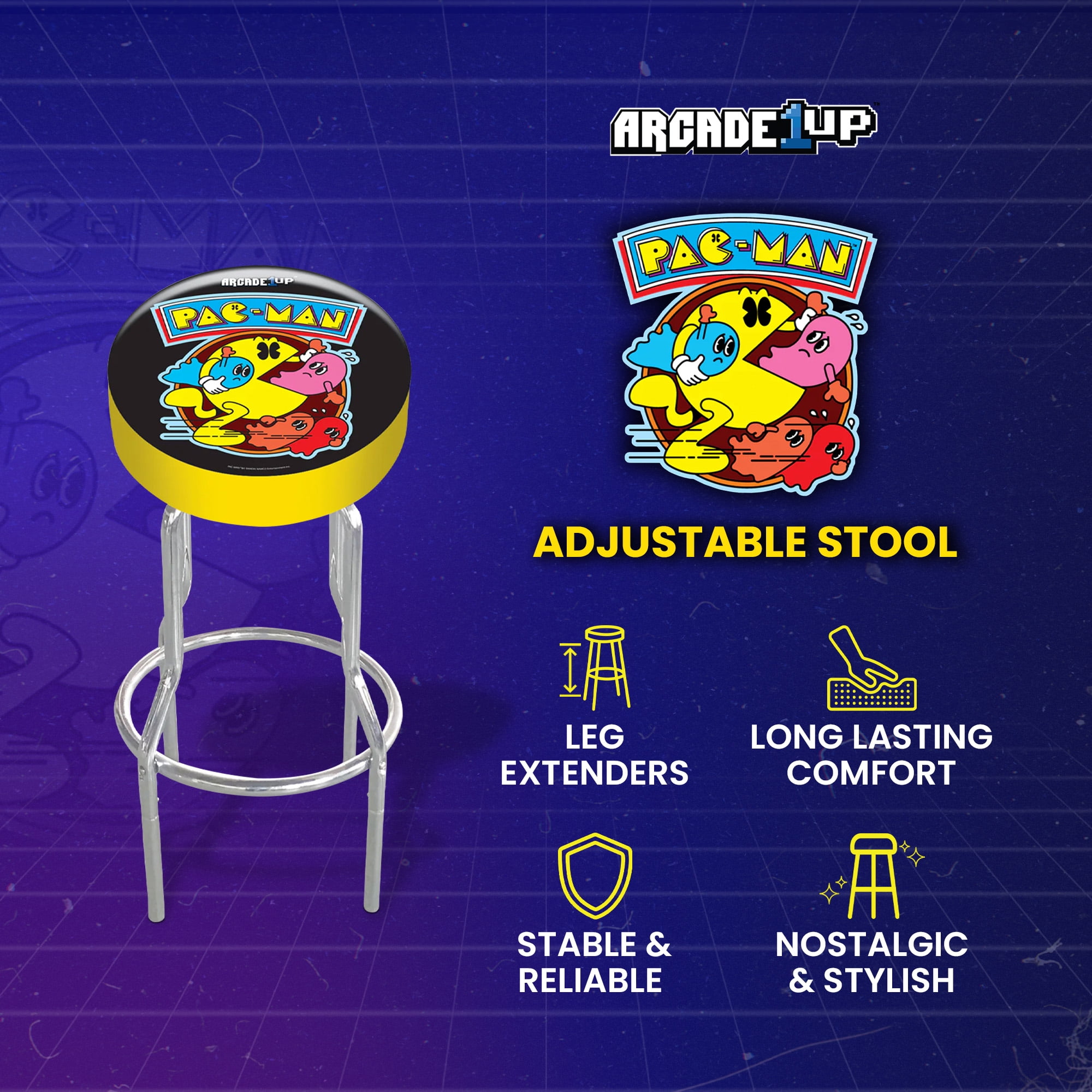 Pac-Man Adjustable Stool, Arcade1UP - Image 8