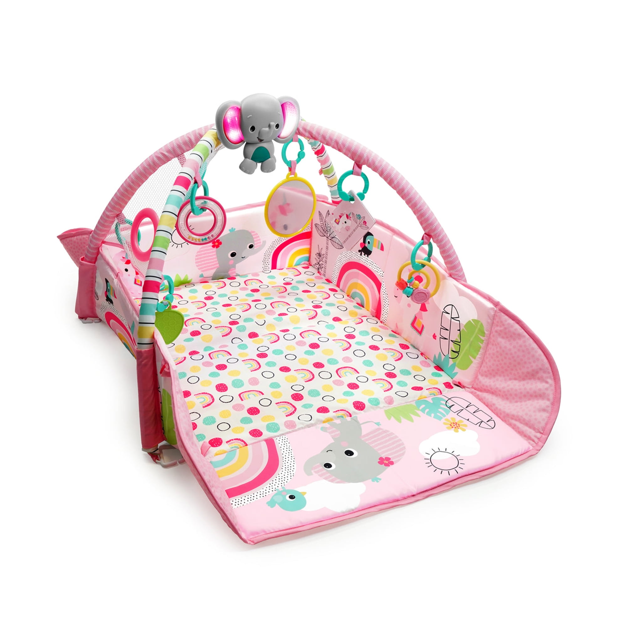 Bright Starts 5-in-1 Your Way Ball Play Baby Activity Play Gym & Ball Pit, includes 7 toys, Newborn to Toddler - Rainbow Tropics (Pink) - Image 5