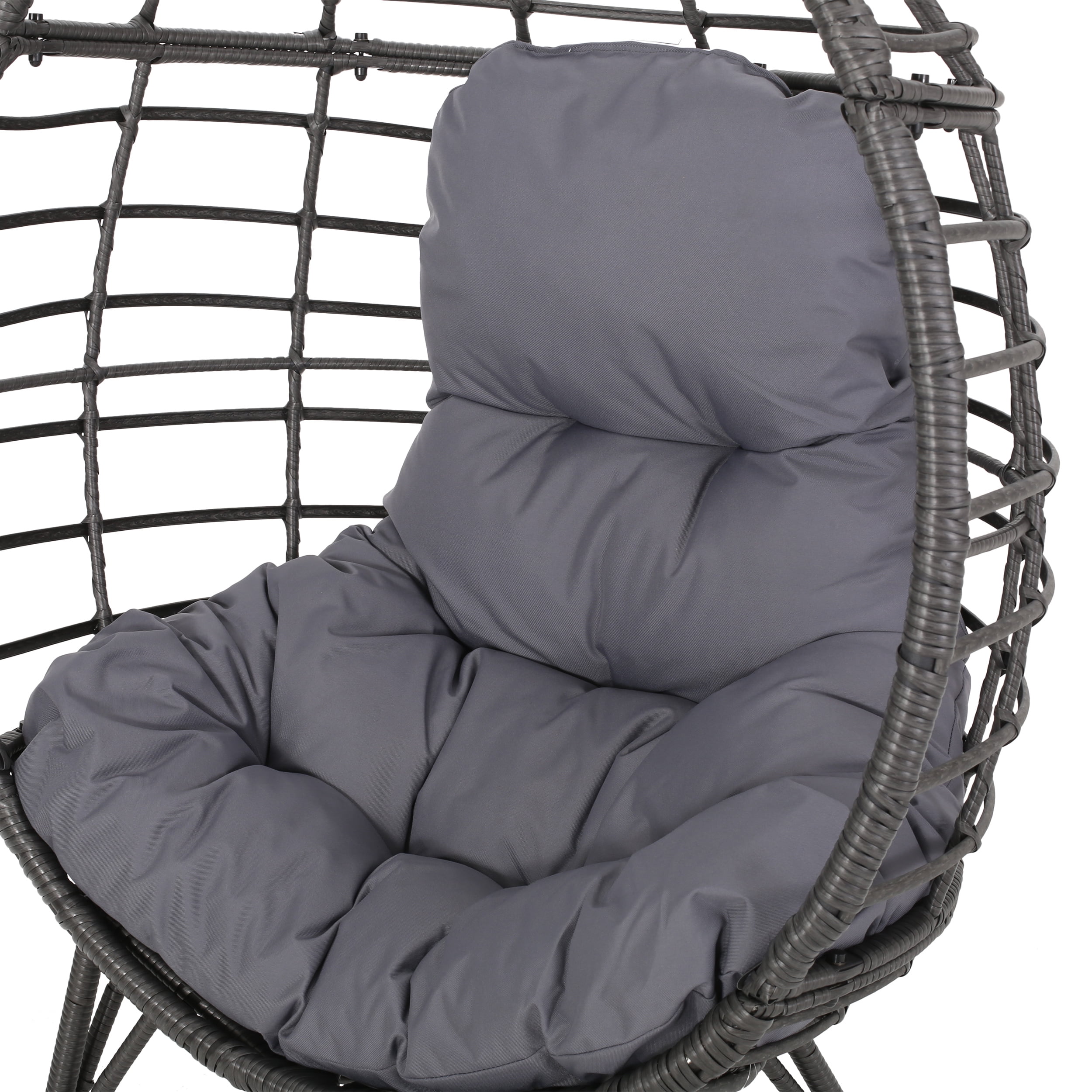 Noble House Savin Wicker Teardrop Chair in Gray and Dark Gray - Image 5