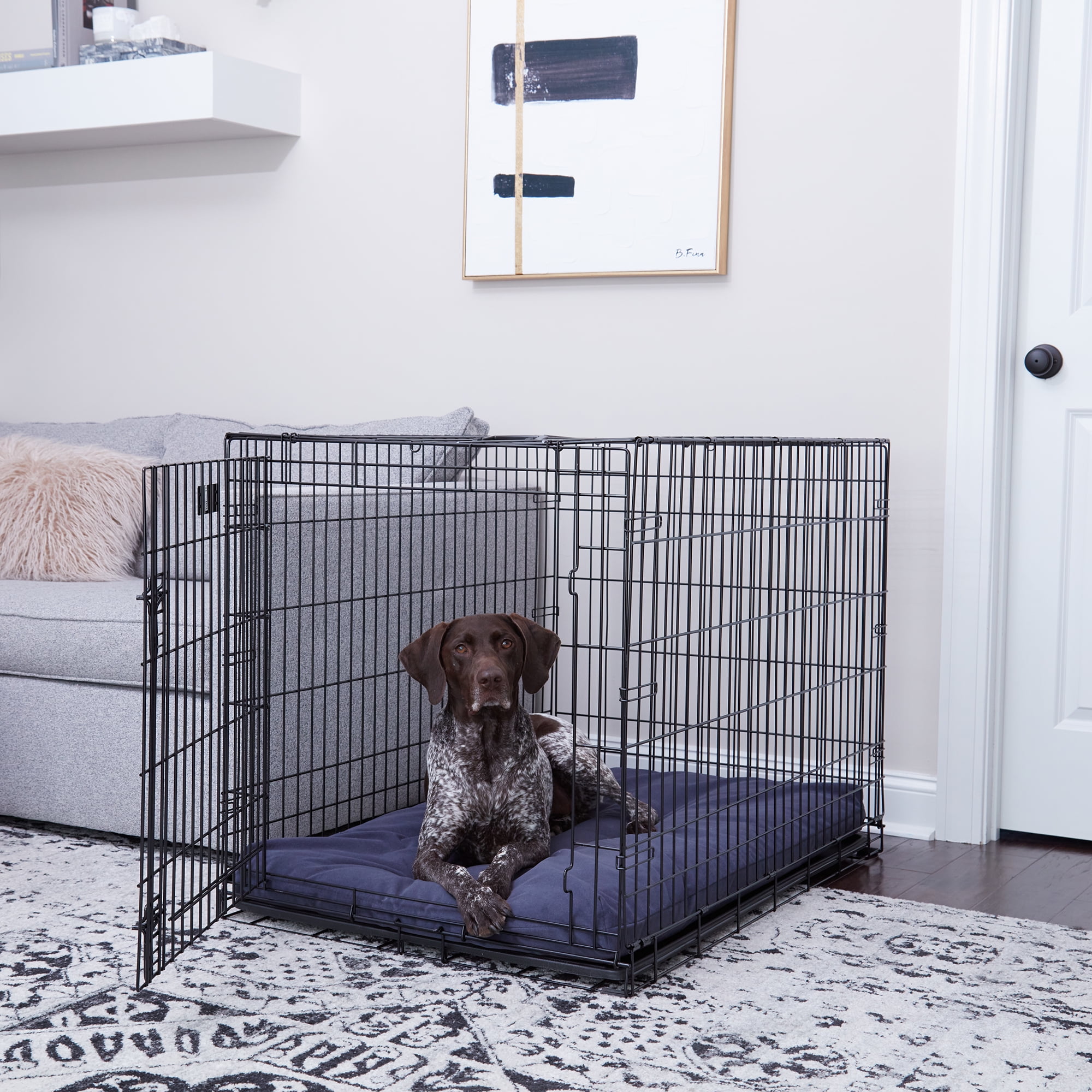 Happy Hounds Cooper Deluxe Reversible Crate Pad, Denim, Large (42" x 28") - Image 8