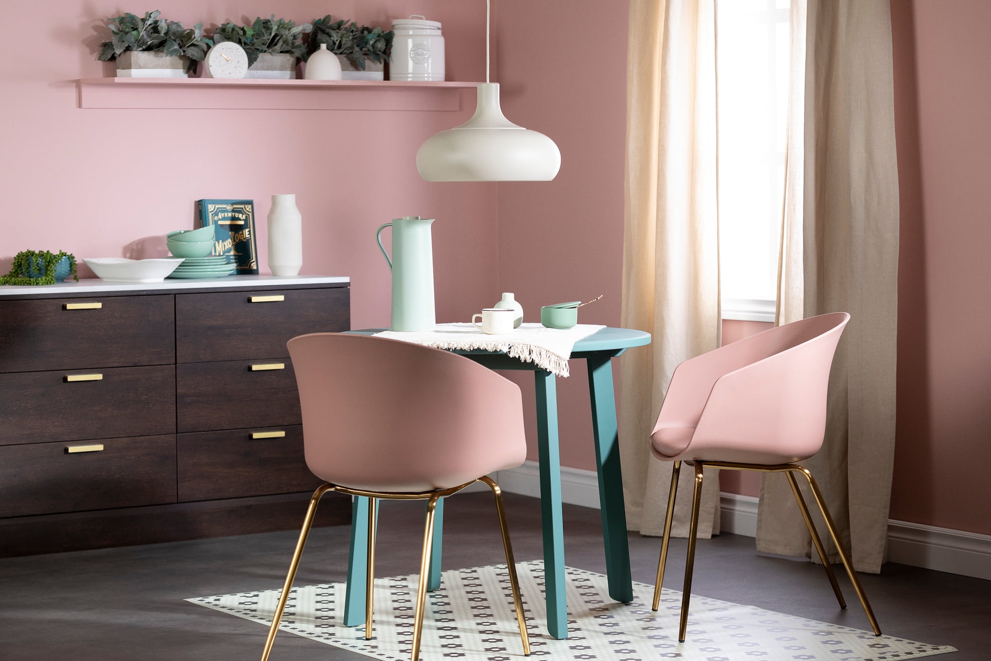 Flam Dining Chairs - Set of 2-Pink and Gold-South Shore - Image 4