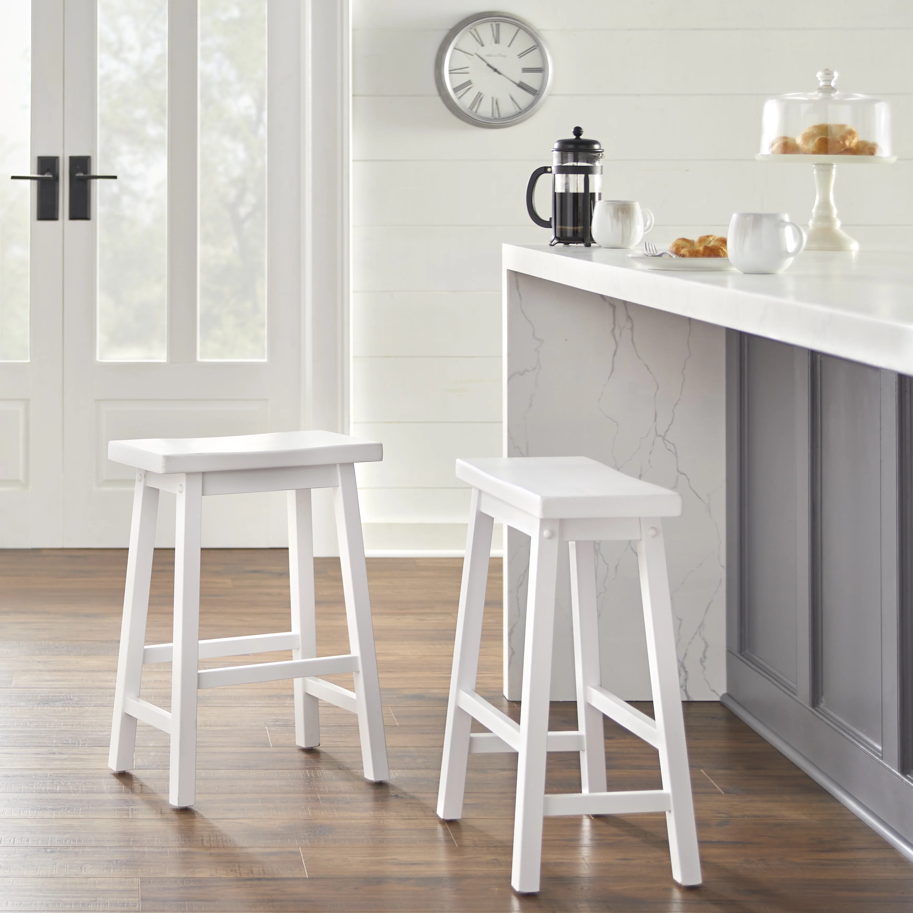 TMS Arizona 24" Indoor Saddle Counter Stool, White - Image 3