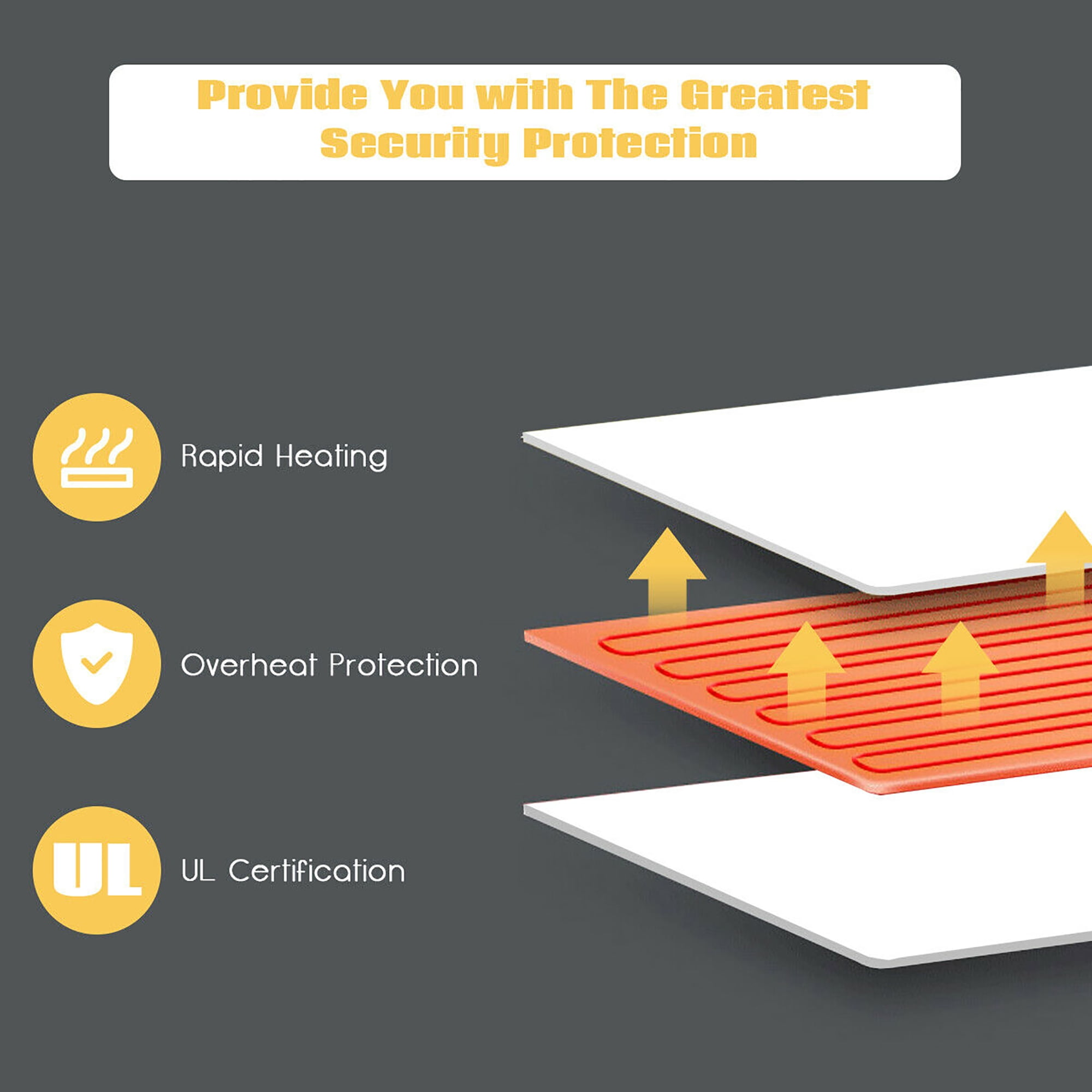 Costway Massage Table Bed Warmer Heating Pad w/5 Heat Settings & Digital Timer 72''x30'' - Image 4