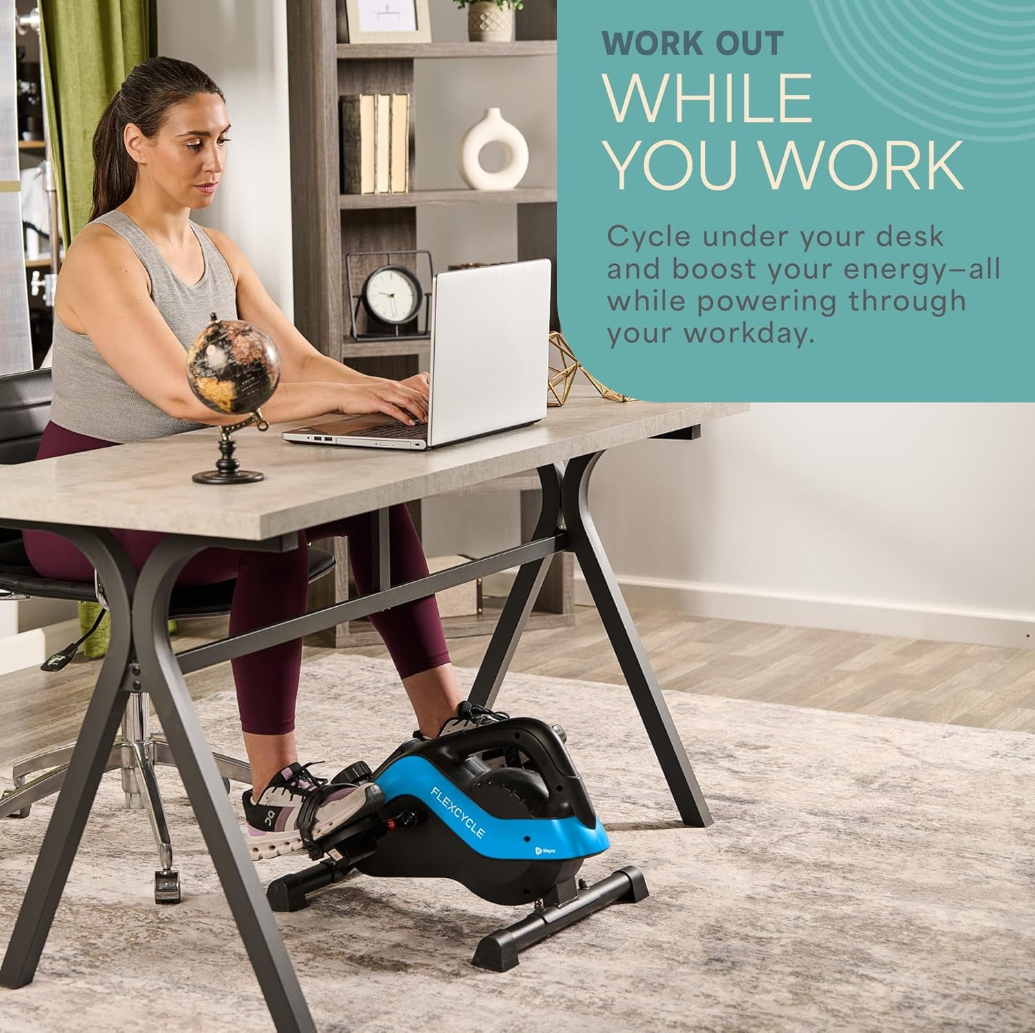 LifePro Under Desk Elliptical & Mini Bike – Quiet Desk Bike Pedal Exerciser for Seniors, Portable Under-Desk Foot Cycle & Home Office Exercise Equipment - Blue - Image 7