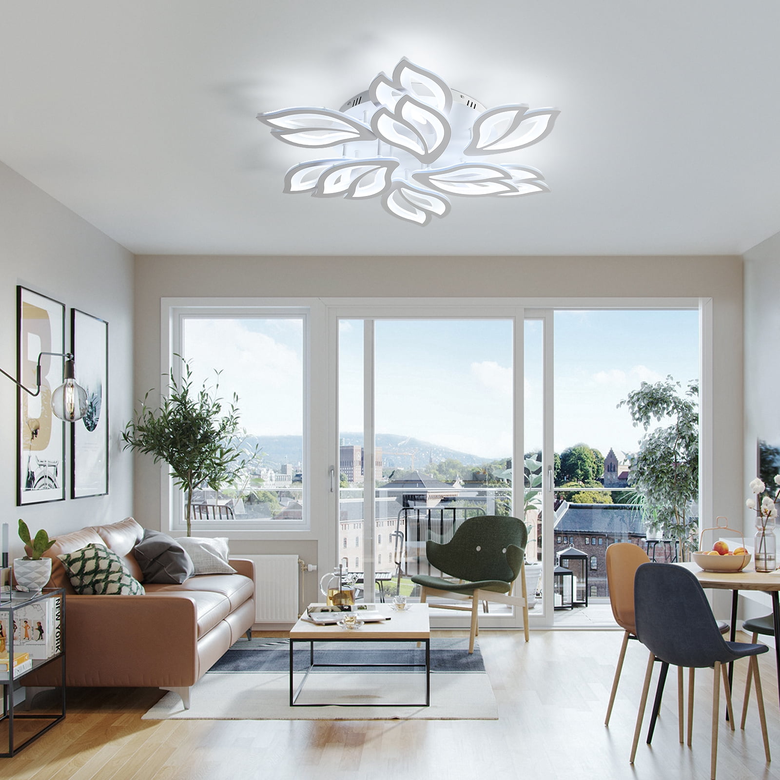 Garwarm Modern Ceiling Light, 29.5in Dimmable LED Flush Mount Ceiling Lamp, 75W Acrylic Sahde Ceiling Chandelier Lighting Fixture with Remote Control for Living Dining Room Bedroom - Image 12