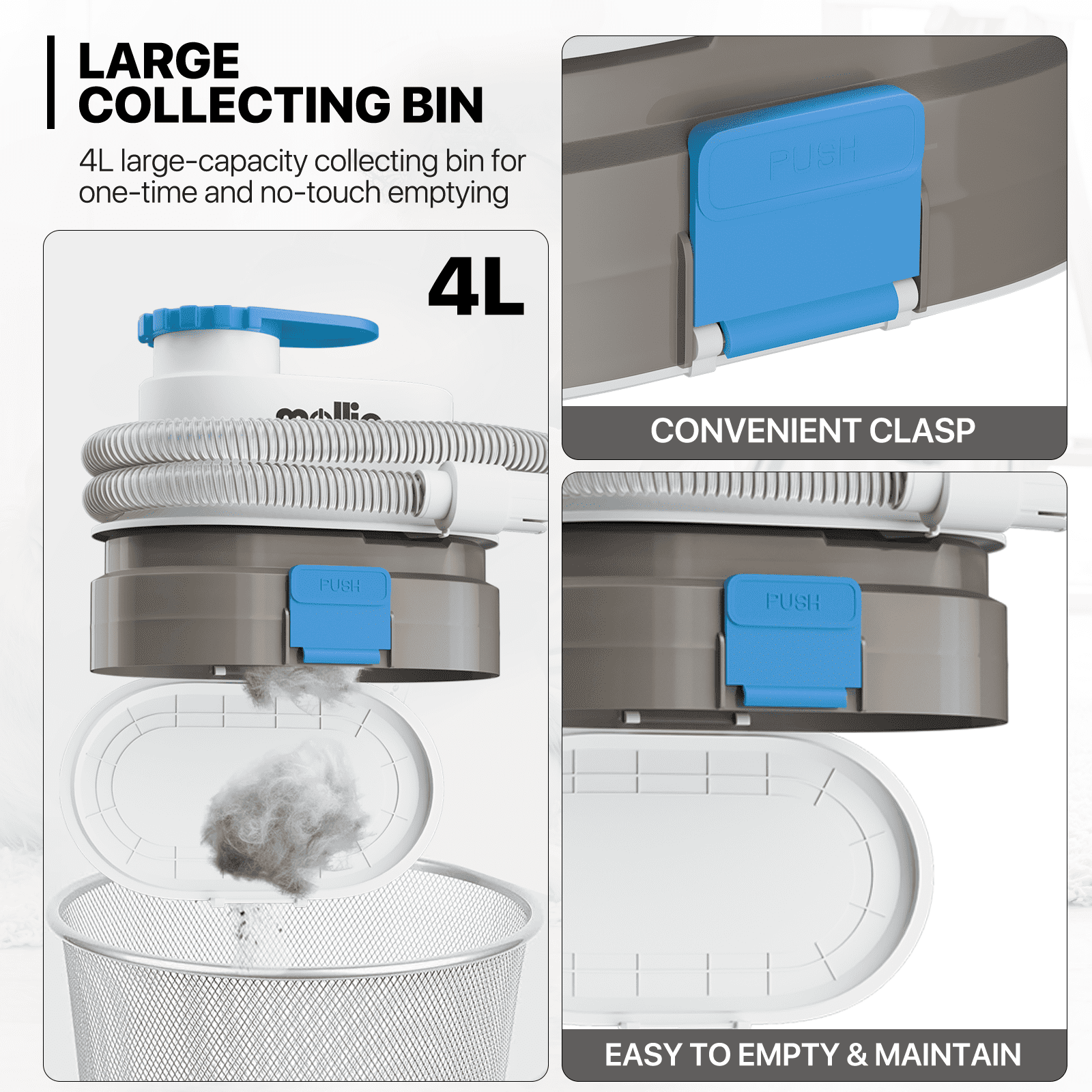 mollie Dog Cat Grooming Kit & Vacuum Suction & Blower 3-in-1, Professional Pet Grooming Vacuum Set with 6 Grooming Tools, Electric Trimmer with Guide Combs, Christmas Gift, Blue - Image 7