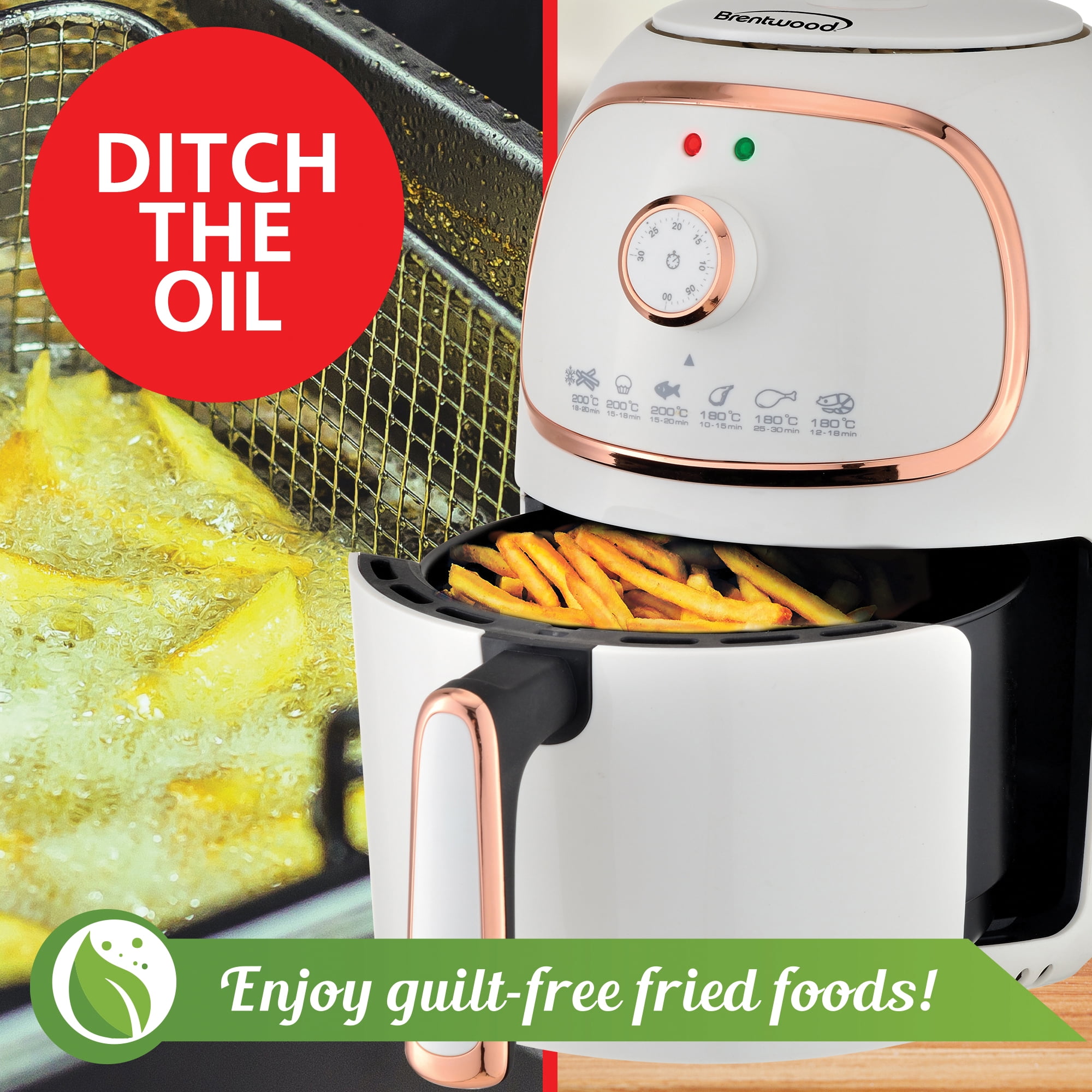 Brentwood 2-Qt. 1,200-Watt Electric Air Fryer with Timer and Temperature Control (White) - Image 2