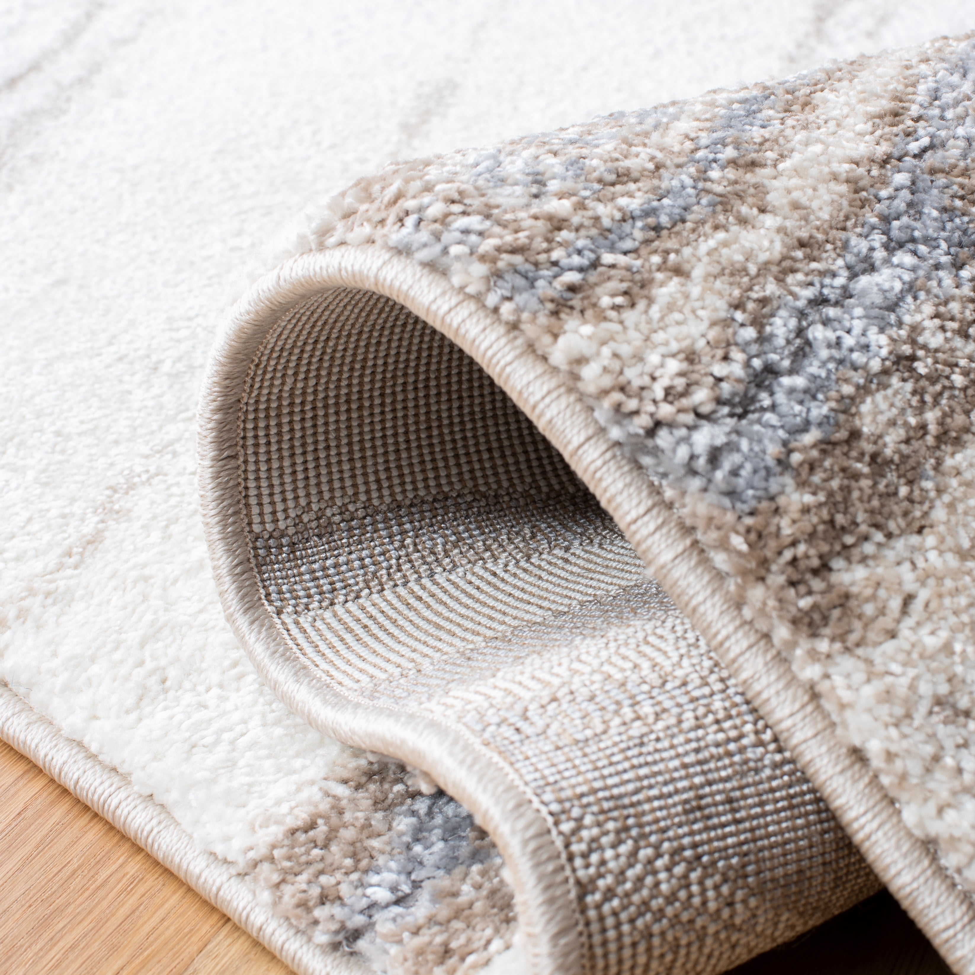 SAFAVIEH Cyrus Henderson Abstract Shag Area Rug, Ivory/Gray, 5'5" x 7'6" - Image 8