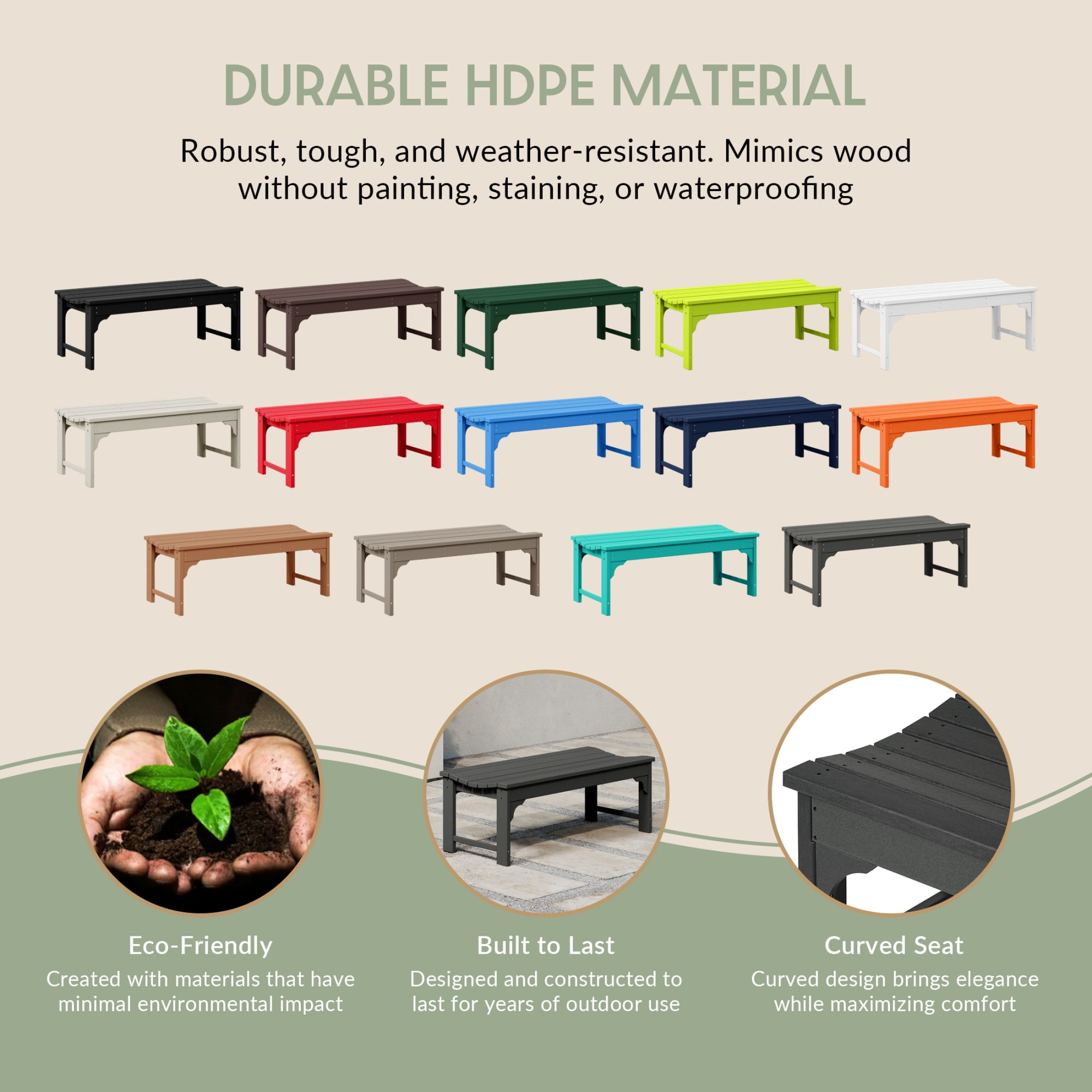 WestinTrends Malibu 46" length backless Outdoor Garden Bench, Gray - Image 15