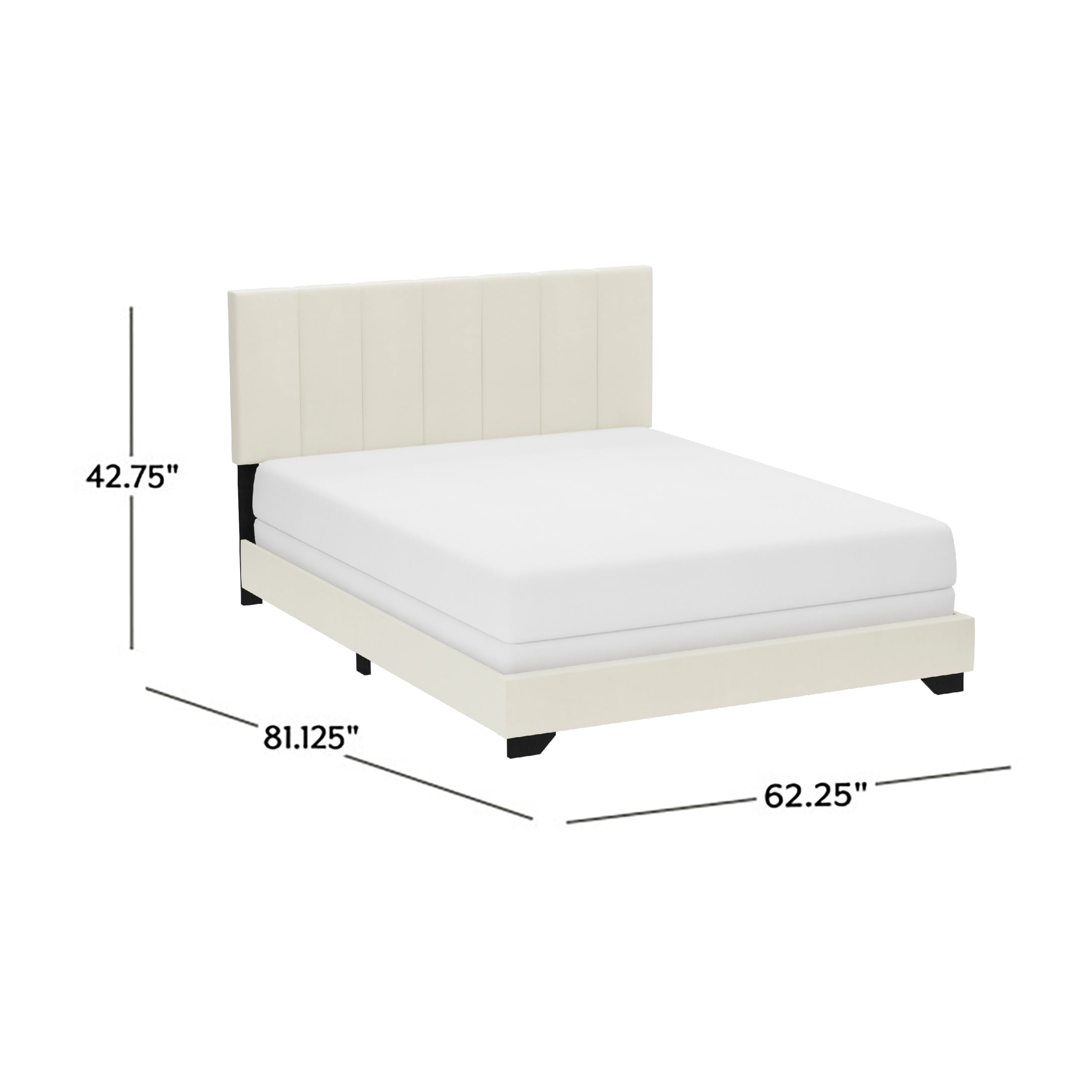 Reece Channel Stitched Upholstered Queen Bed, Ivory, by Hillsdale Living Essentials - Image 6