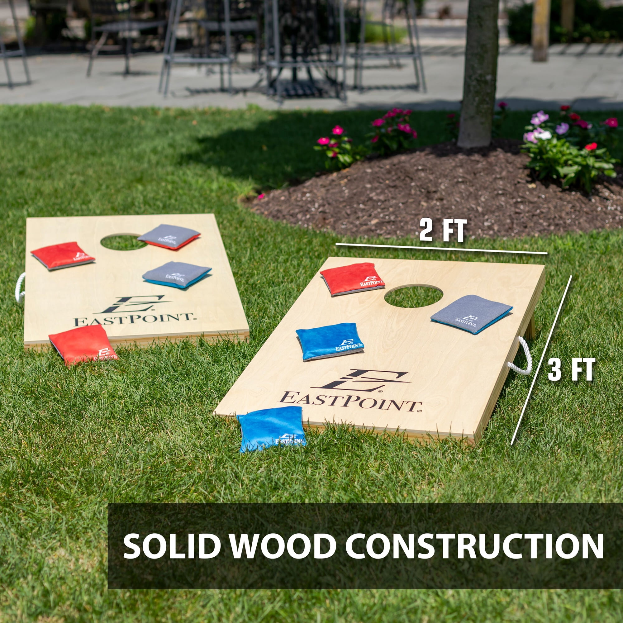 EastPoint Sports Solid Wood Bean Bag Toss Cornhole Yard Game Board Set with Bags - Image 4