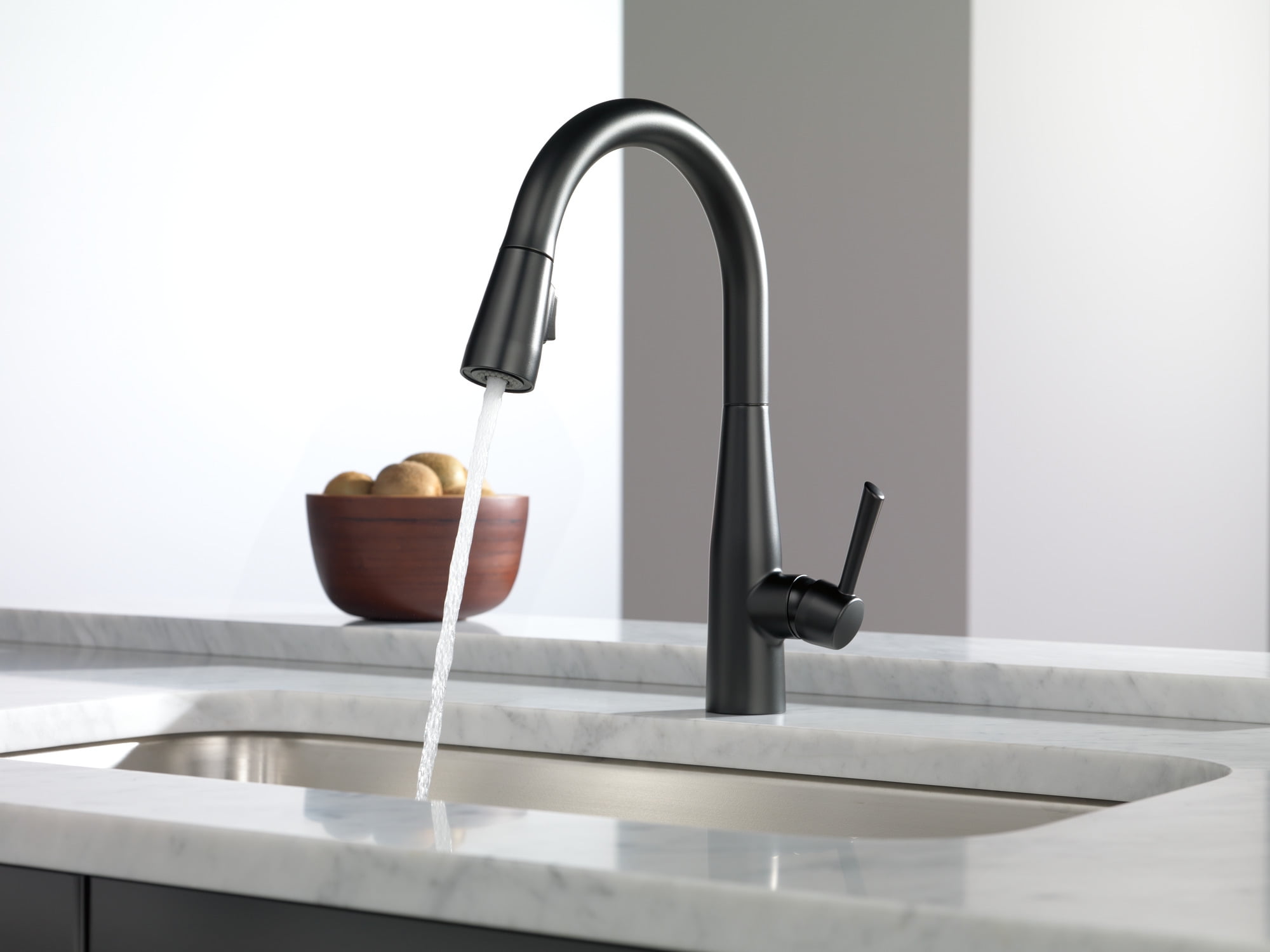 Delta 9113-BL-DST Essa Single Handle Pull-Down Kitchen Faucet in Matte Black - Image 6
