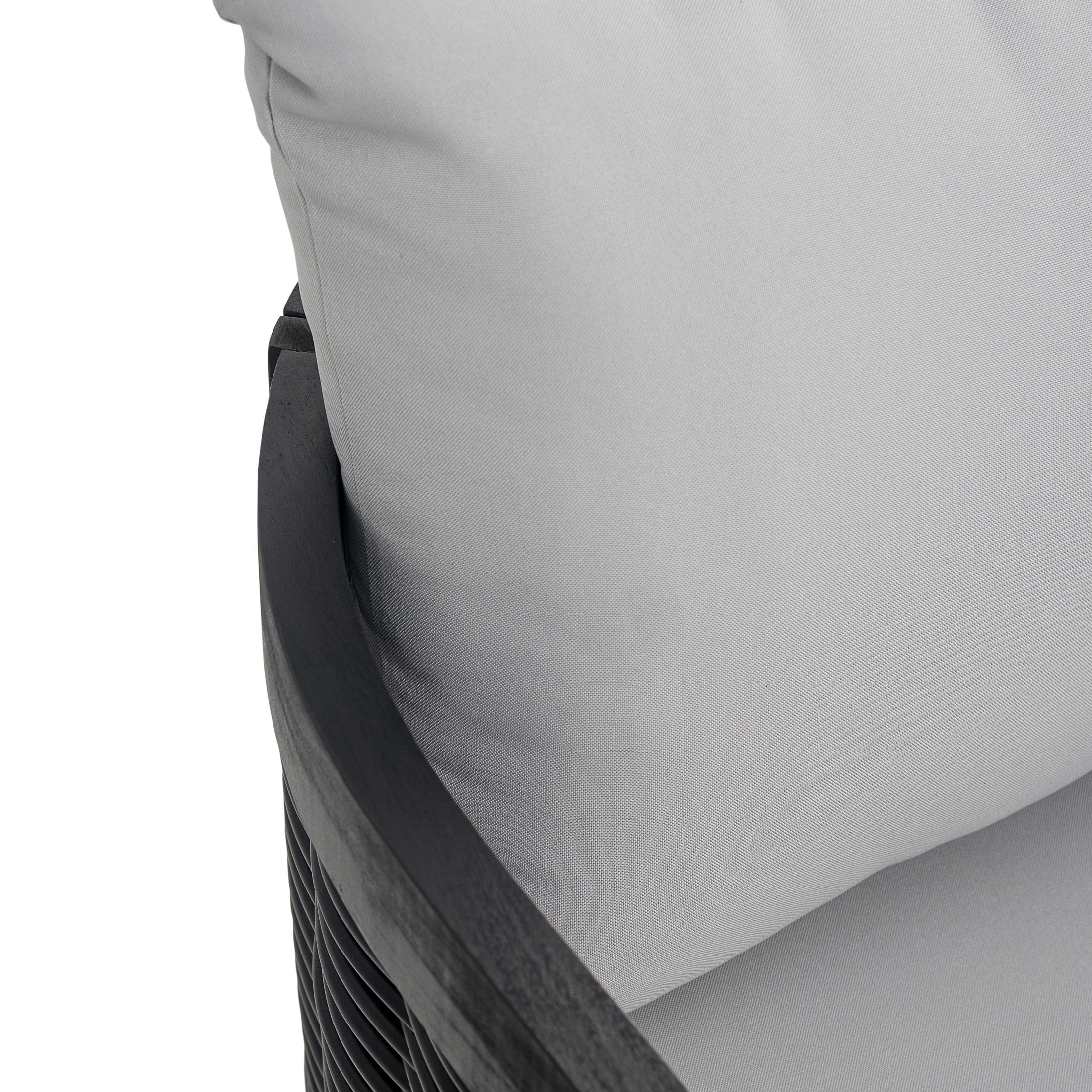 Felix Outdoor Patio Club Chair, Acacia Wood Wicker Armchair with Cushions, Black+Light Grey - Image 4