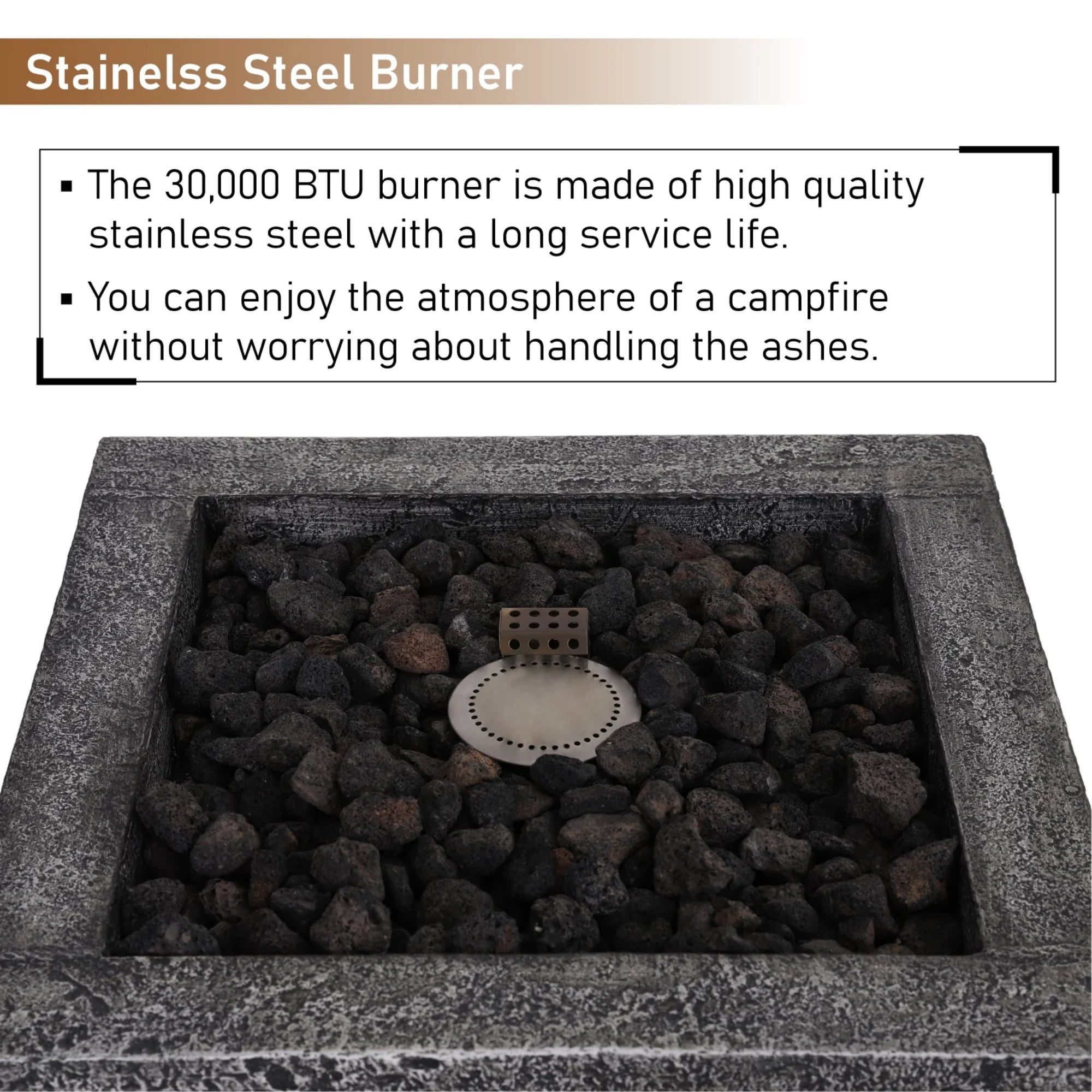 MF Studio 18" Outdoor Patio Propane Gas Fire Pit Column with Waterproof Cover & CSA Certificate, 30,000 BTU - Image 6