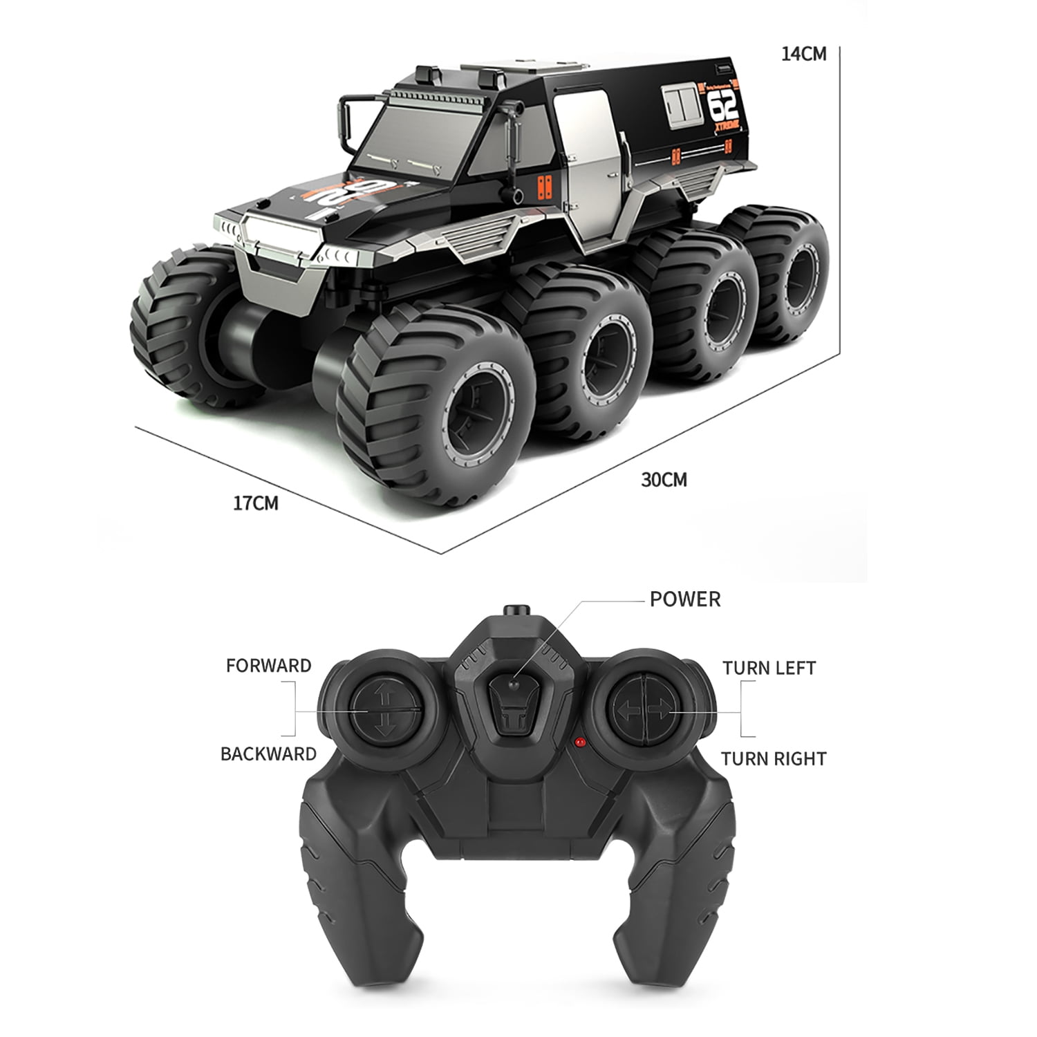 JJRC Q137 4WD Water Land RC Armored Vehicle Car 2.4Ghz Amphibious Remote Control Truck Cars, Black - Image 2