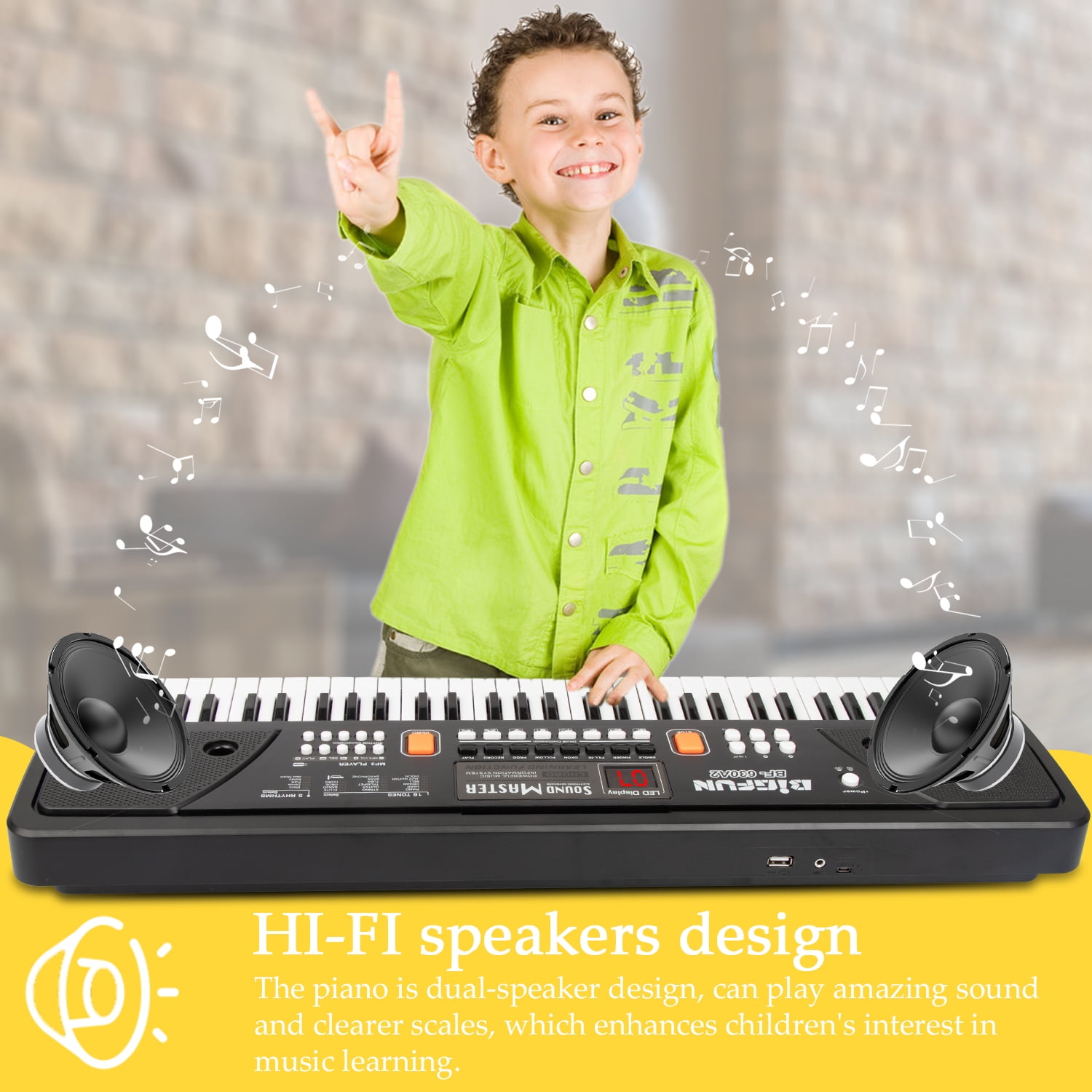 AIMEDYOU Keyboard Piano, Kids Piano Keyboard with Double Built-in Speaker Music Kids Keyboard Early Learning Educational Toy Birthday Xmas Day Gifts for Kids Boys Girls Toddler (Black, 61 Keys) - Image 5