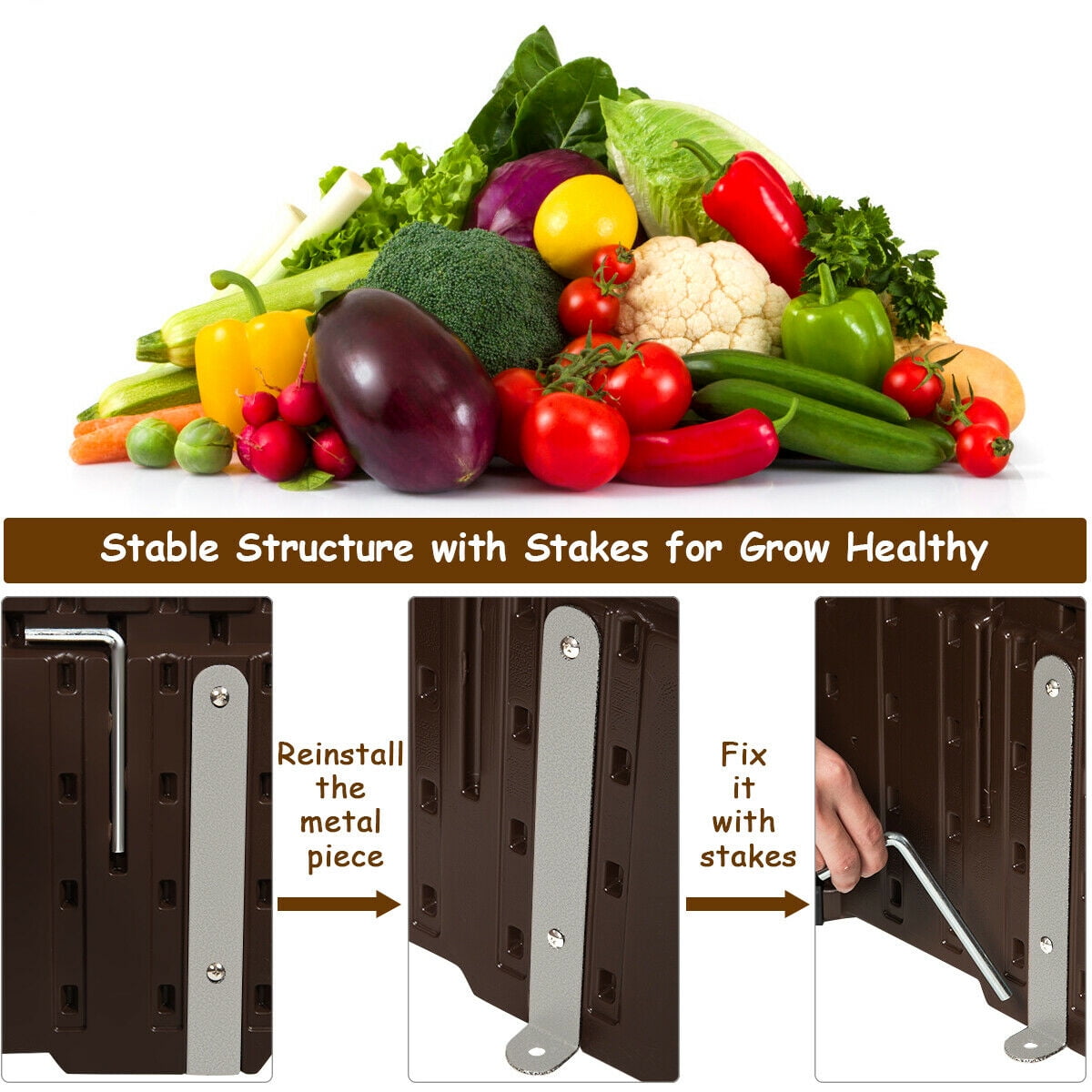 Gymax 48''x24'' Raised Garden Bed Rectangle Plant Box Planter Flower Vegetable Brown - Image 5