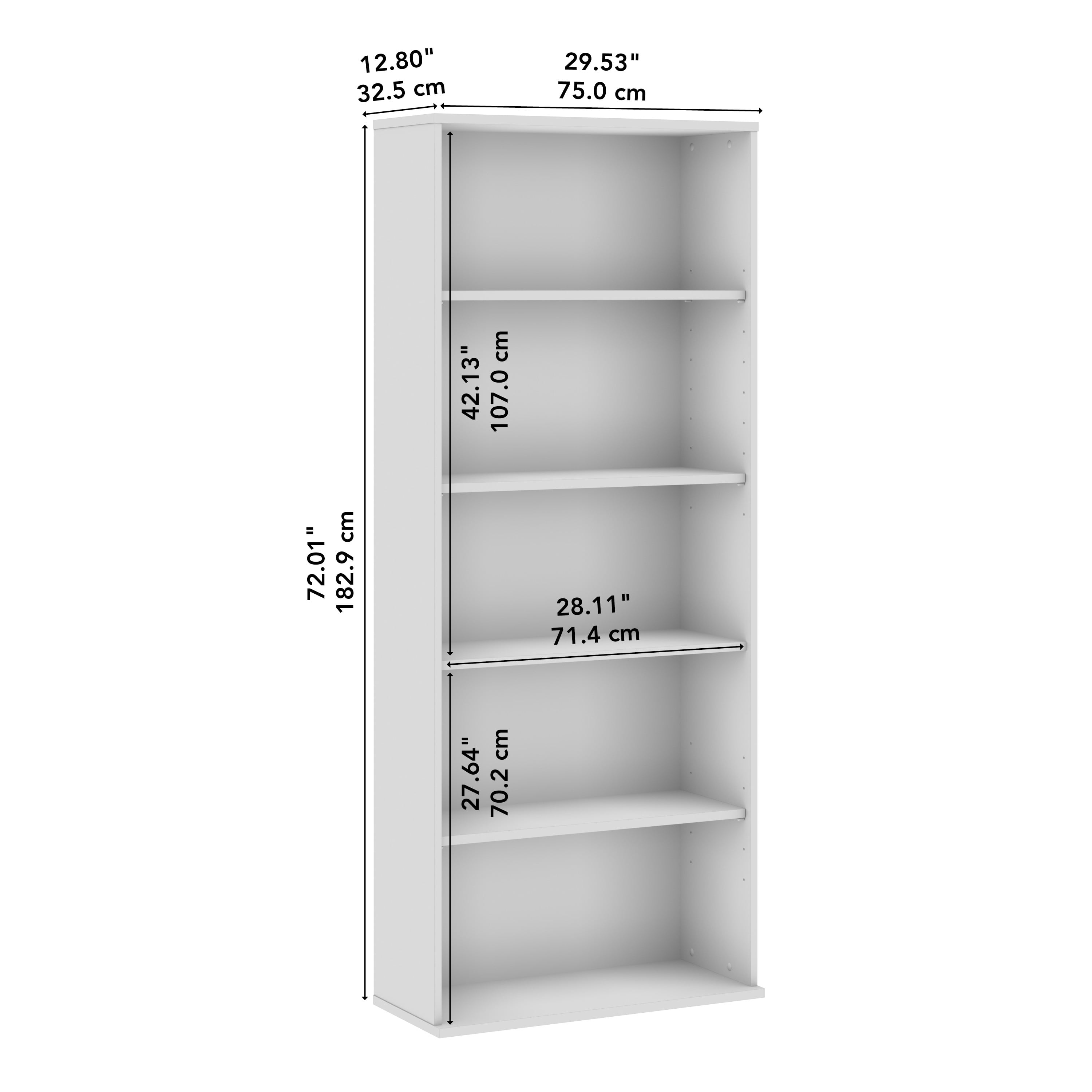 Bush Business Furniture Hustle Tall 5 Shelf Bookcase in White - Image 6