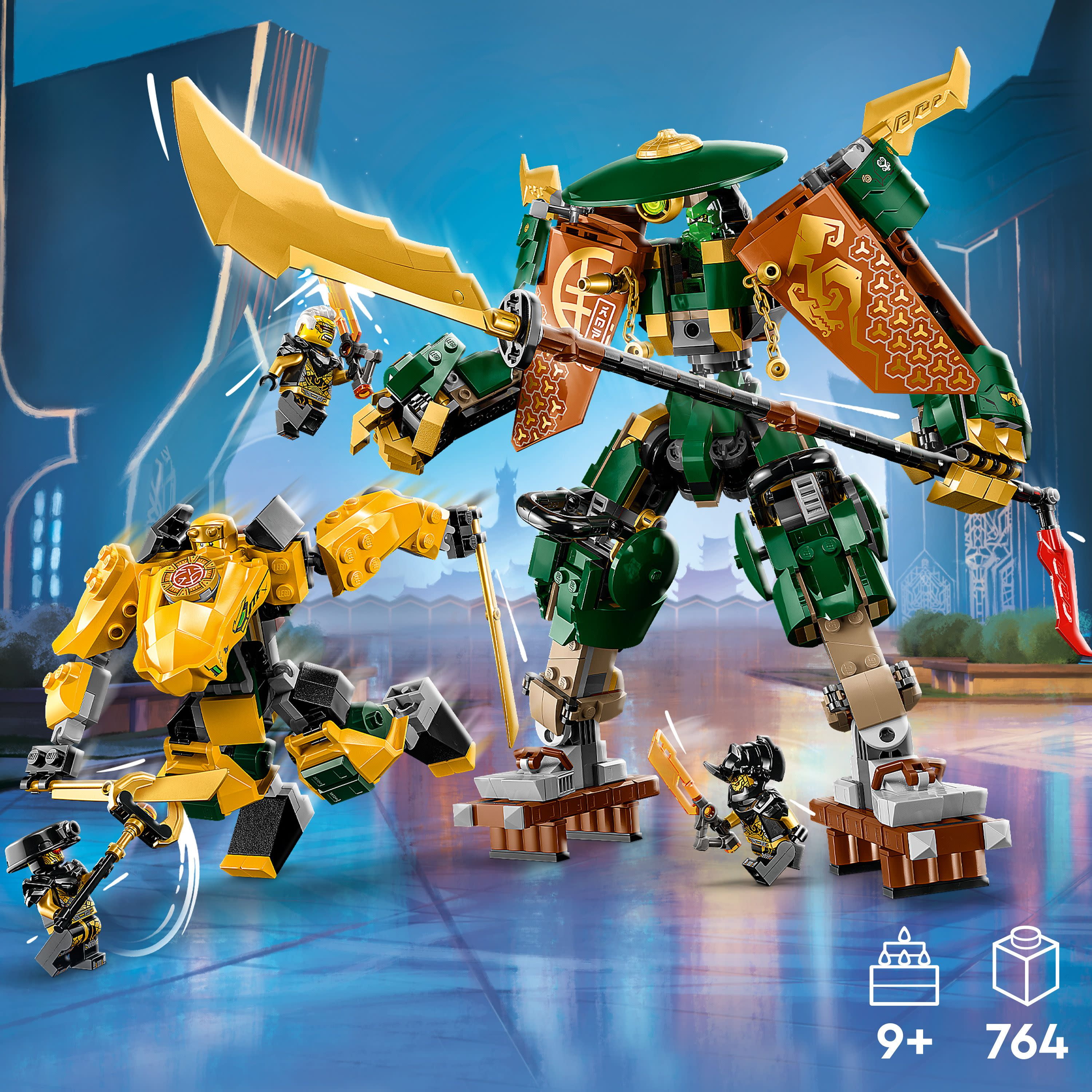 LEGO NINJAGO Lloyd and Arin’s Ninja Team Mechs 71794 Building Toy Set, Featuring 2 Battle Mechs and 5 Minifigures, Gift for Imaginative Boys and Girls Ages 9+ Who Love Ninja Adventures - Image 2