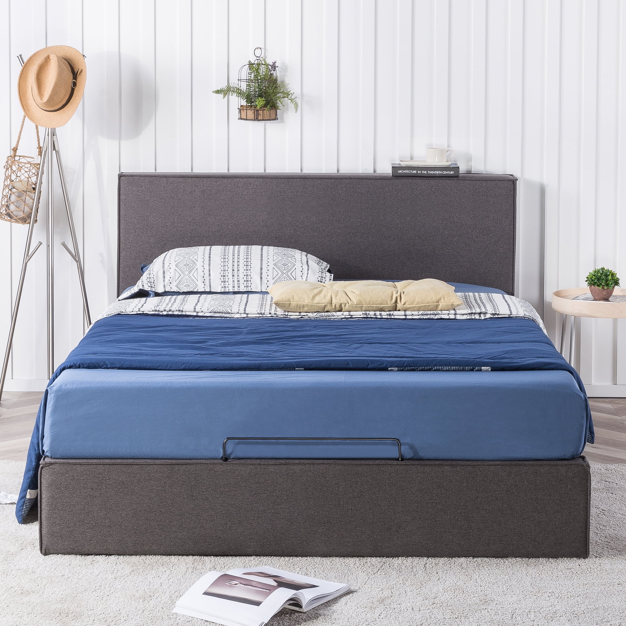 Zinus Finley 34" Upholstered Platform Bed with Lifting Storage, Full - Image 5