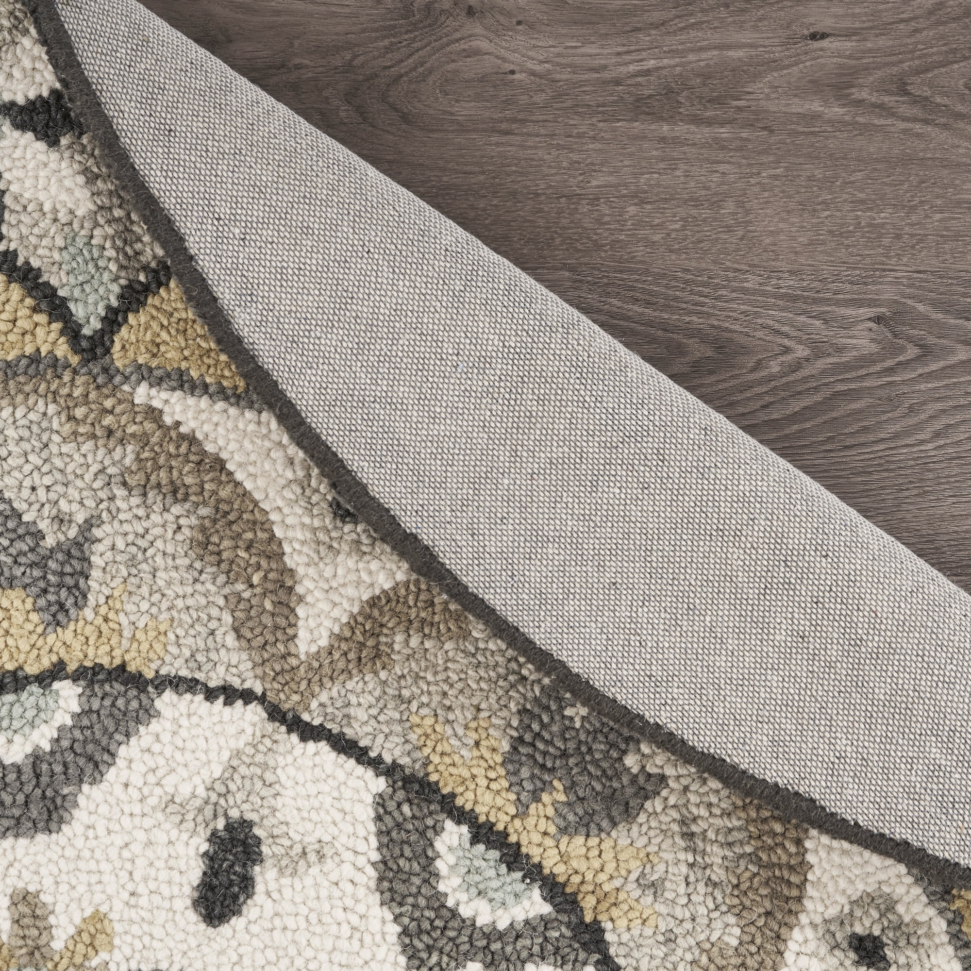 Ox Bay Elle 4' Round Gray/Ivory Floral Medallion Indoor Area Rug - Image 3