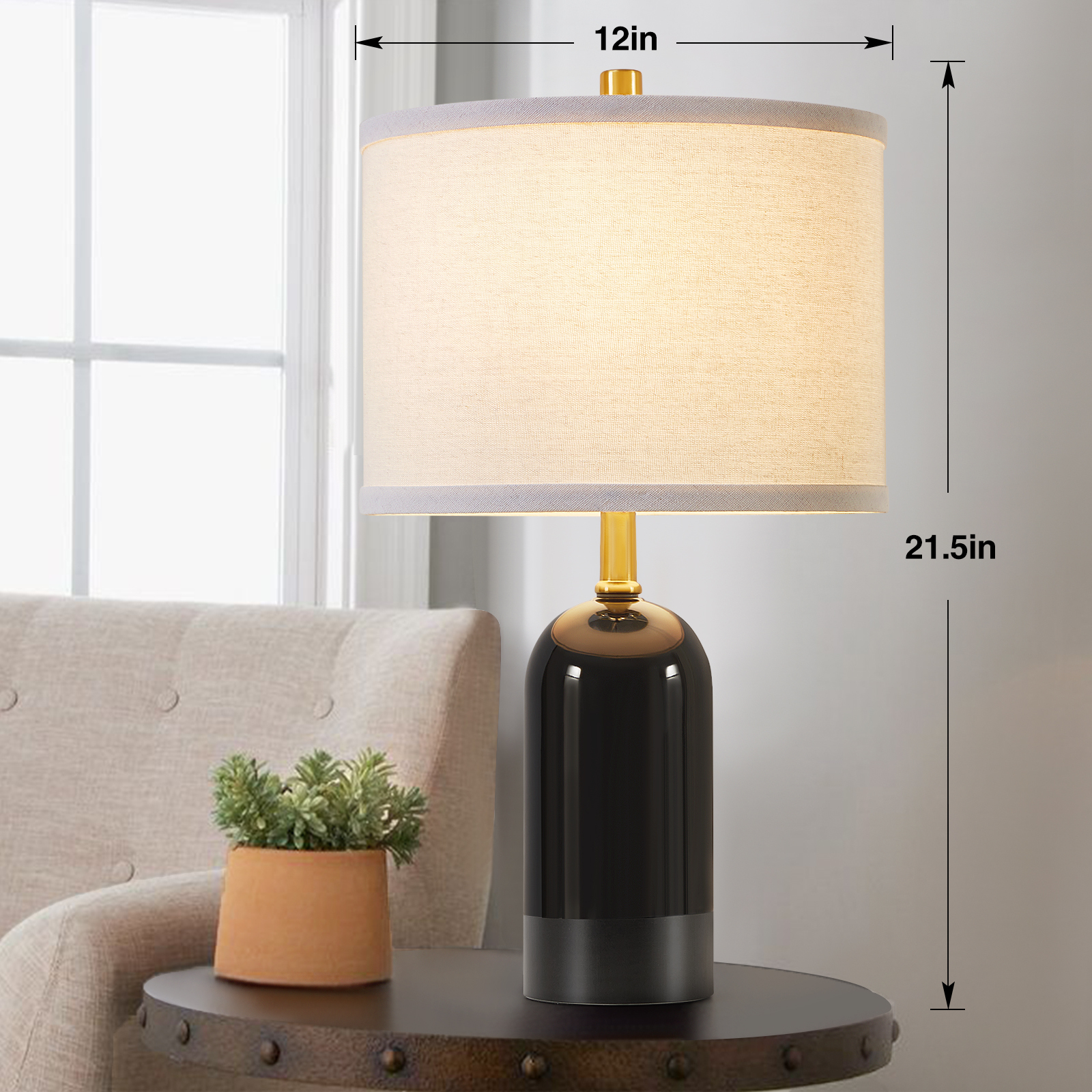 NATYSWAN Modern Ceramic Table lamp Set of 2, 3 Color Temperature Bedside lamp 21.5" Tall Nightstand Lamp End Table Lamps for Living Room Bedroom (Bulbs Included) - Image 7